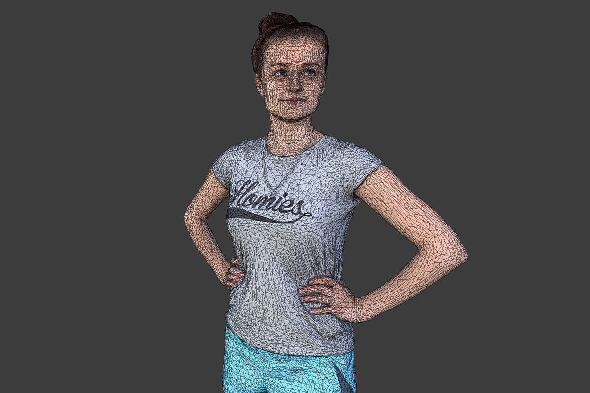 Sports Girl Low-poly 3D model_2