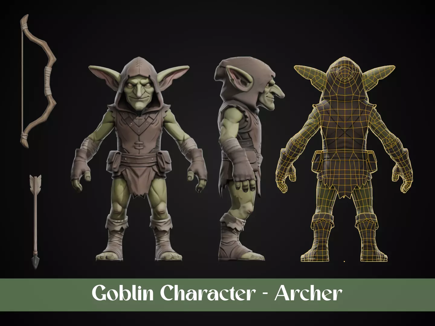 Stylized Goblin Character - Archer Low-poly 3D model
