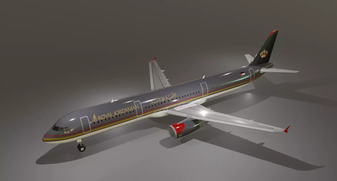 Royal Jordanian airbus a321-232 low poly 3D Model Low-poly 3D model