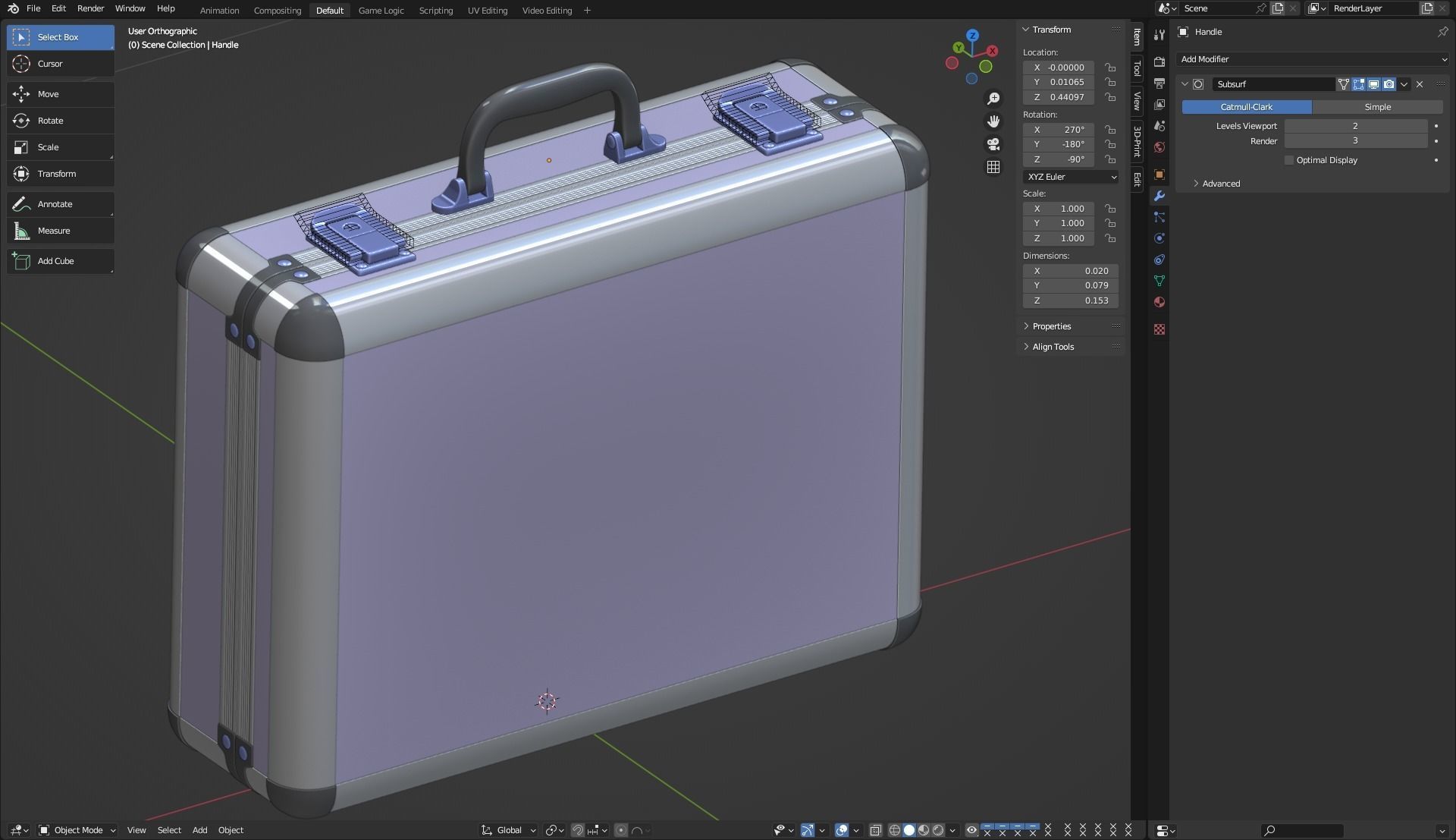 Metal Briefcase 3D model_10