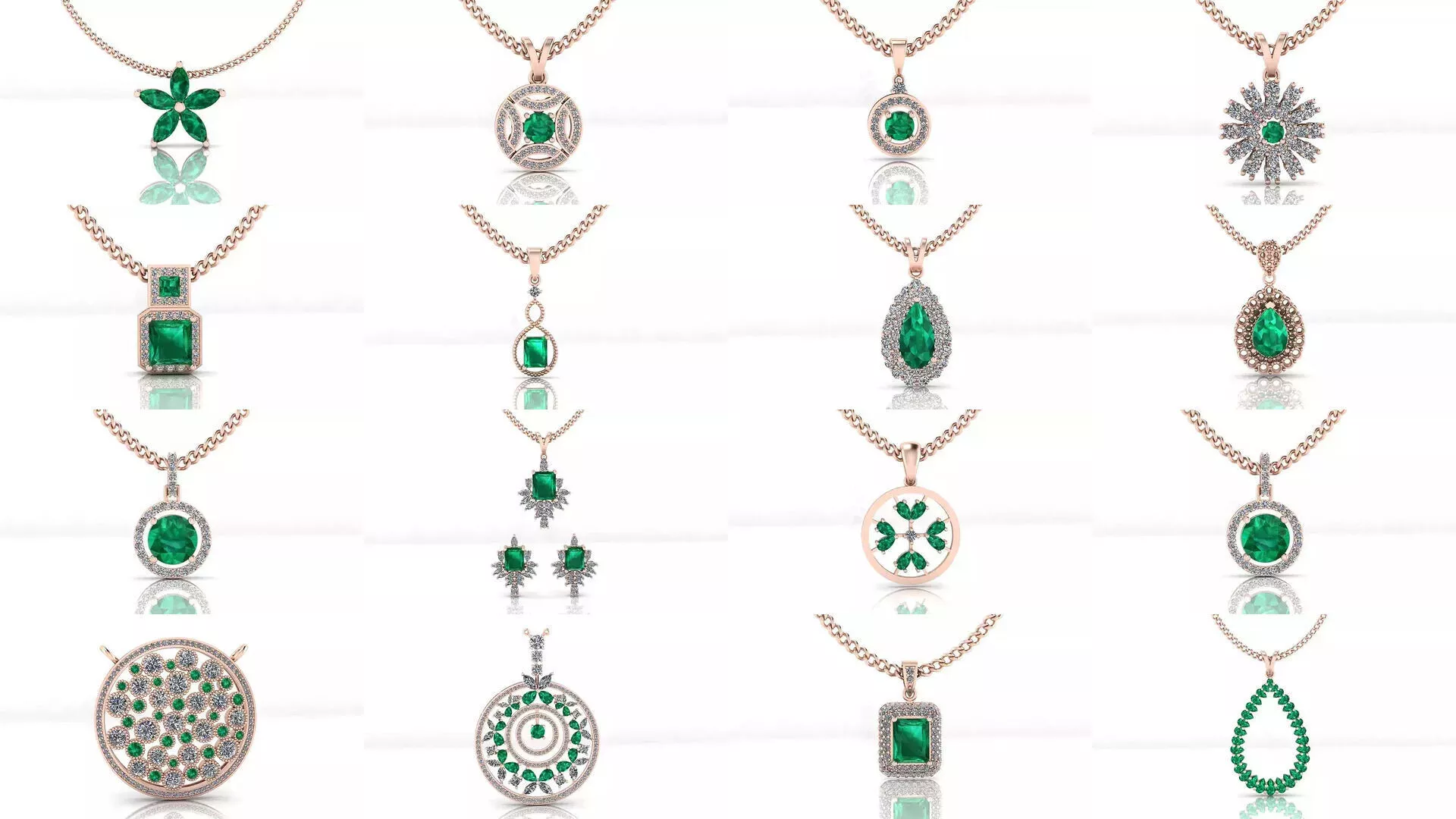 emerald stone jewelry pendant 3D Model Pack
