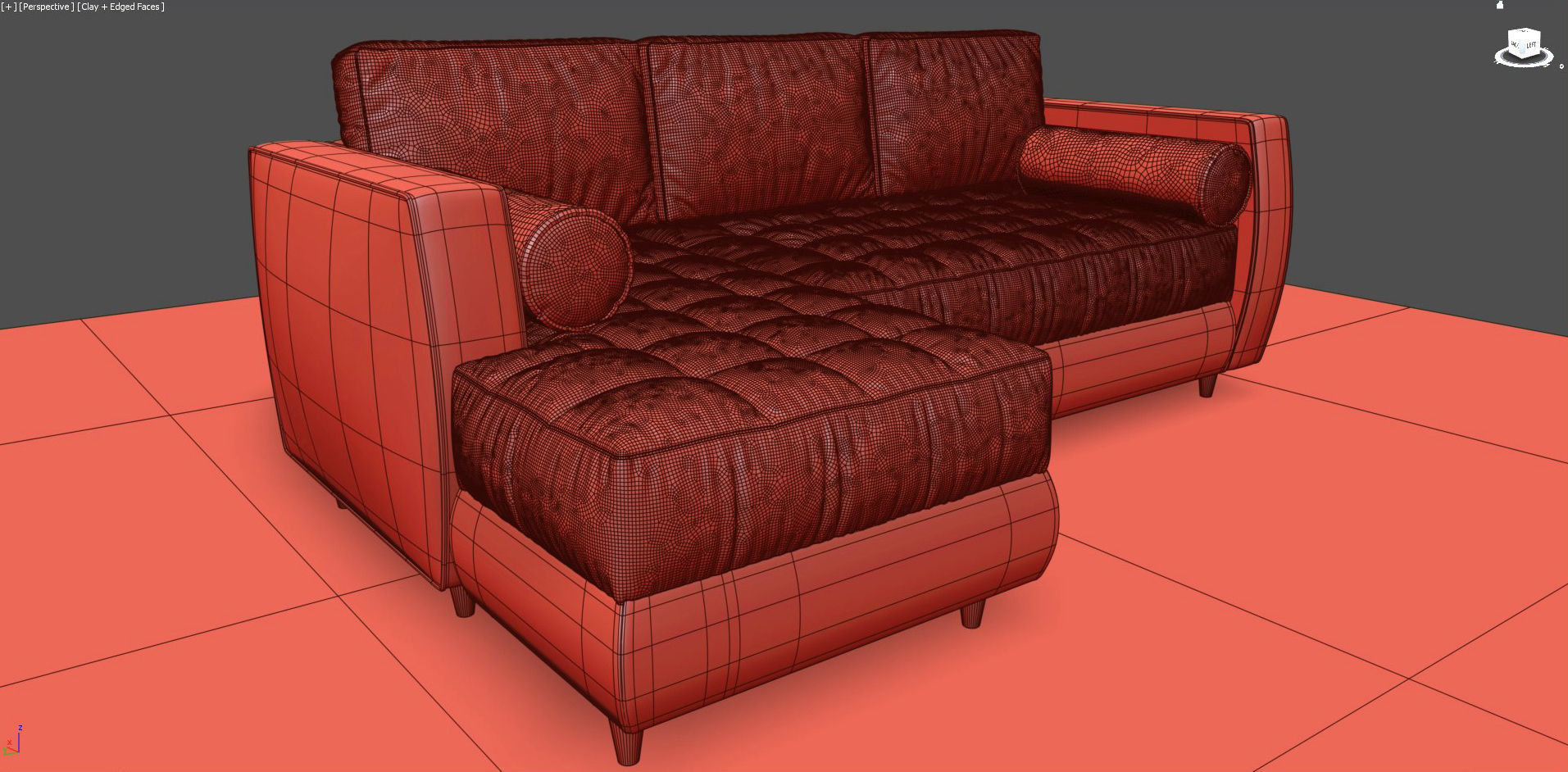 Red Sofa 3D model_7