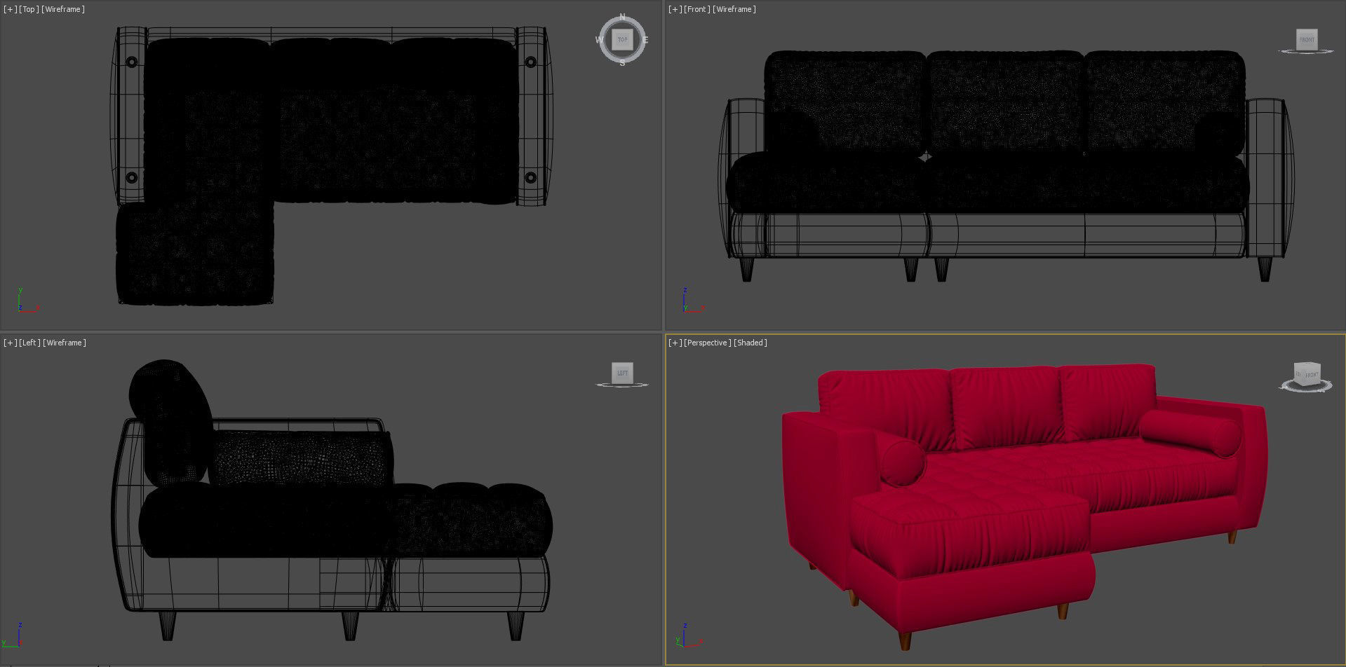 Red Sofa 3D model_8