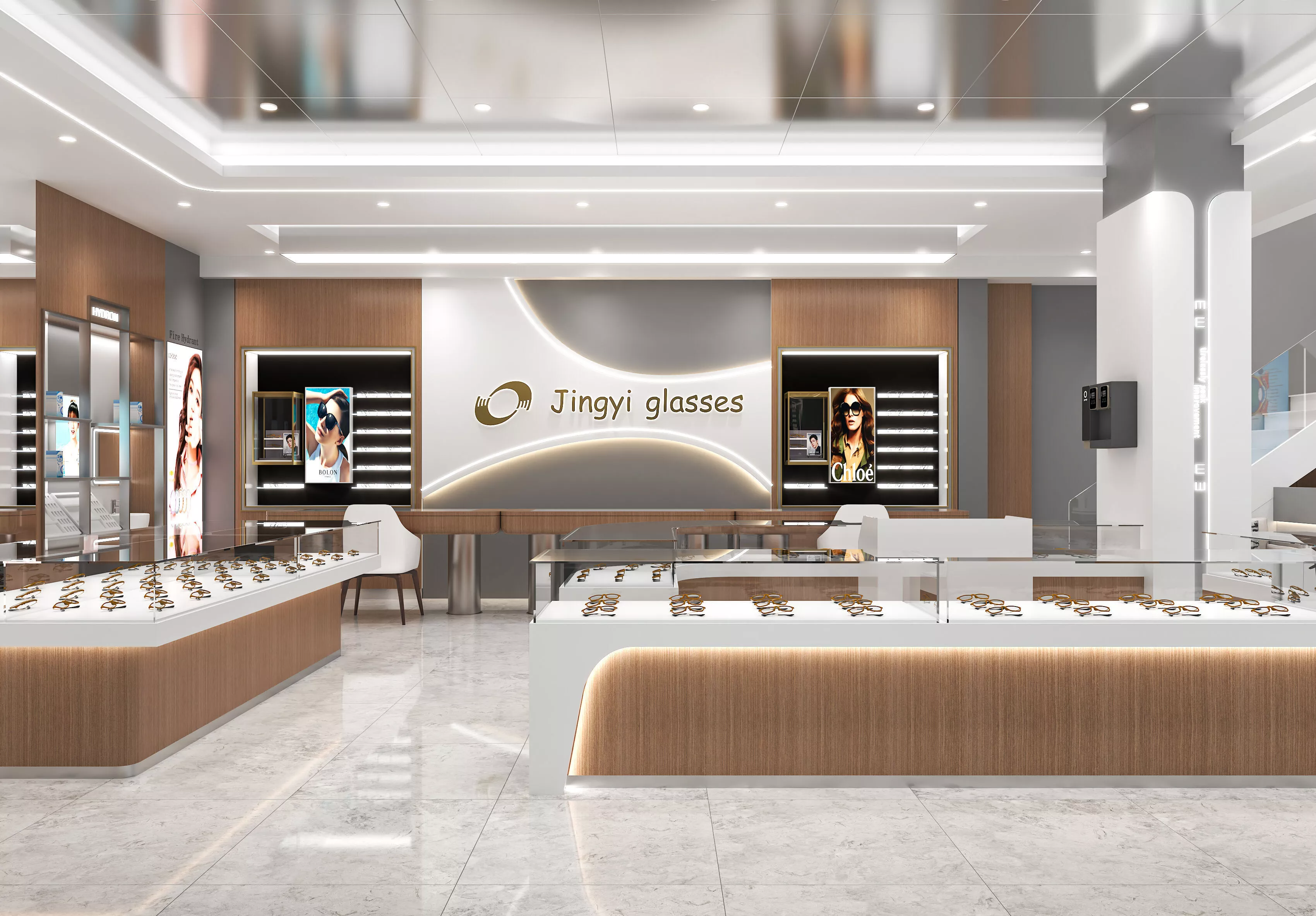 Modern shopping mall eyeglasses store 3D model