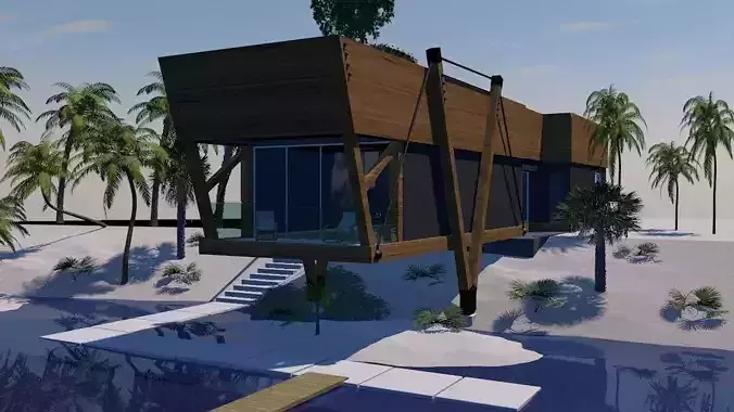 Modern House Low-poly 3D model