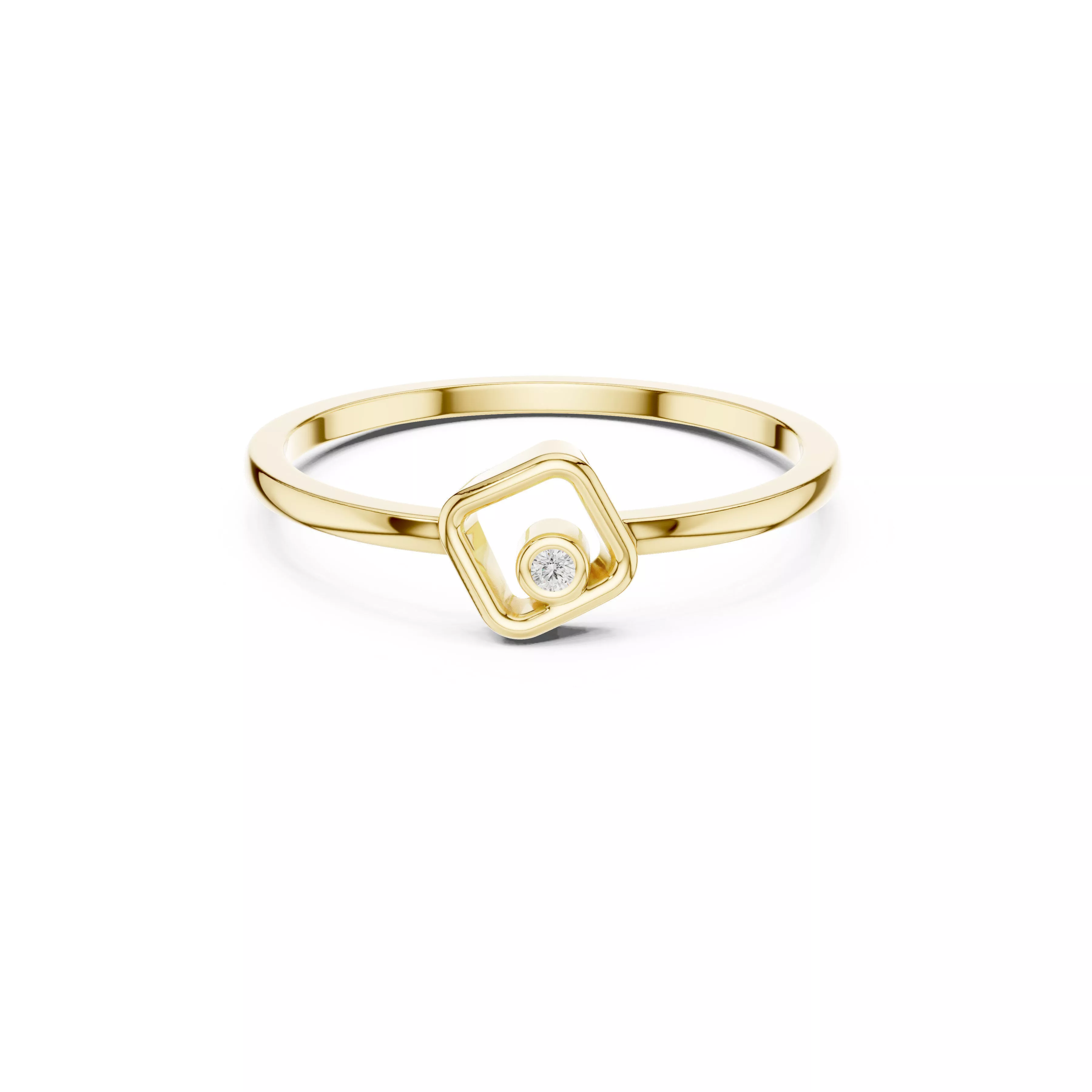Geometric Bezel Diamond Minimalist Ring CAD 3D print model
