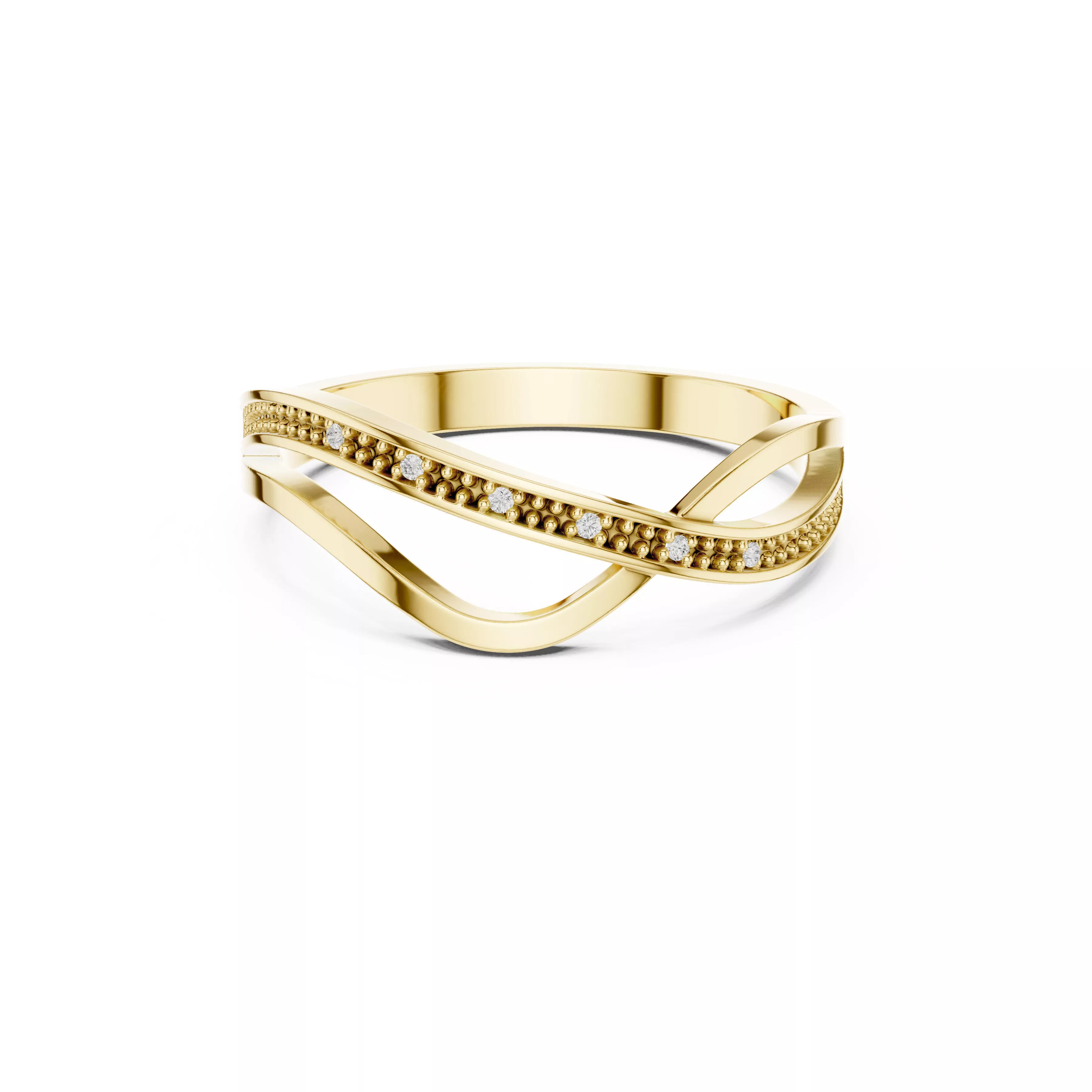 Infinity Twist Diamond Band Ring CAD 3D print model