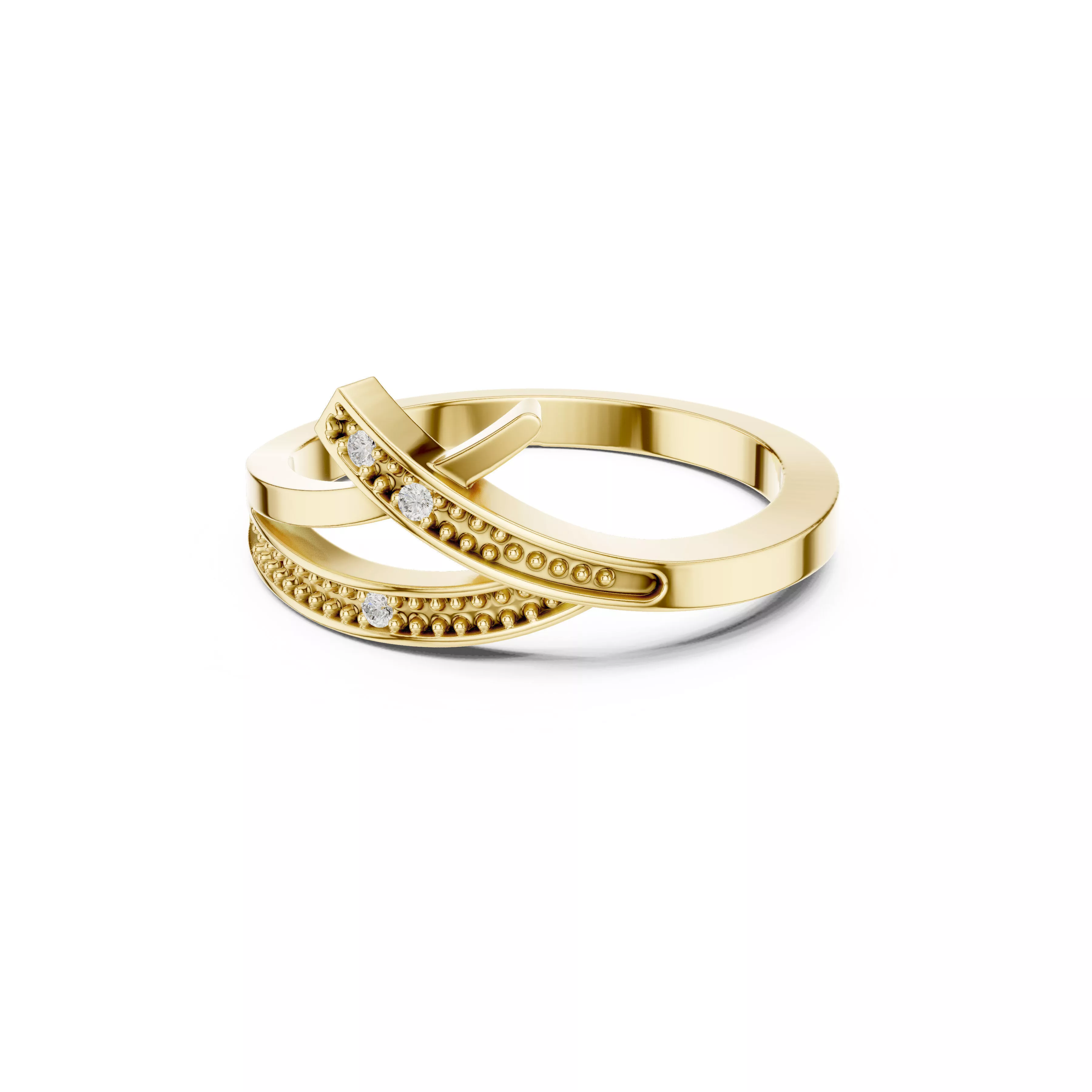 Jewelry Modern Criss Cross Diamond Ring CAD 3D print model