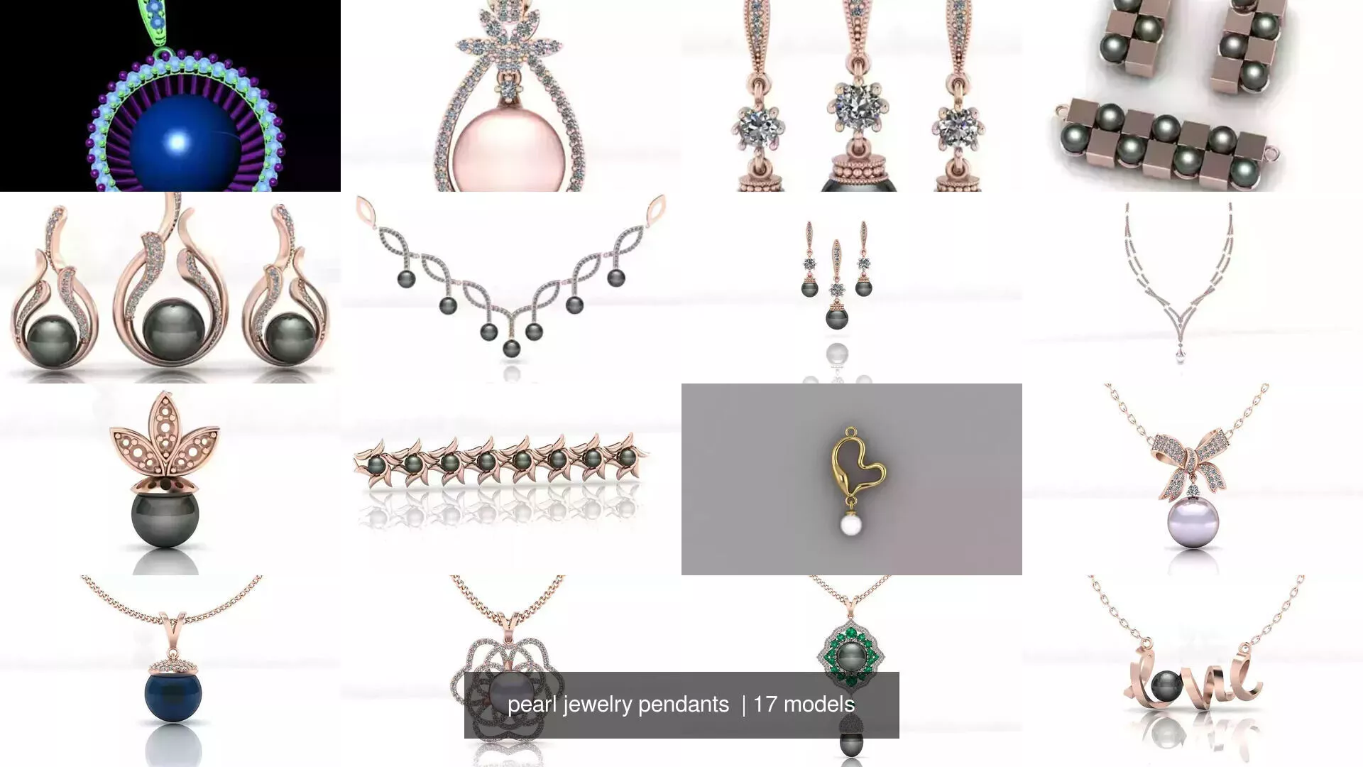pearl jewelry pendants 3D Model Pack