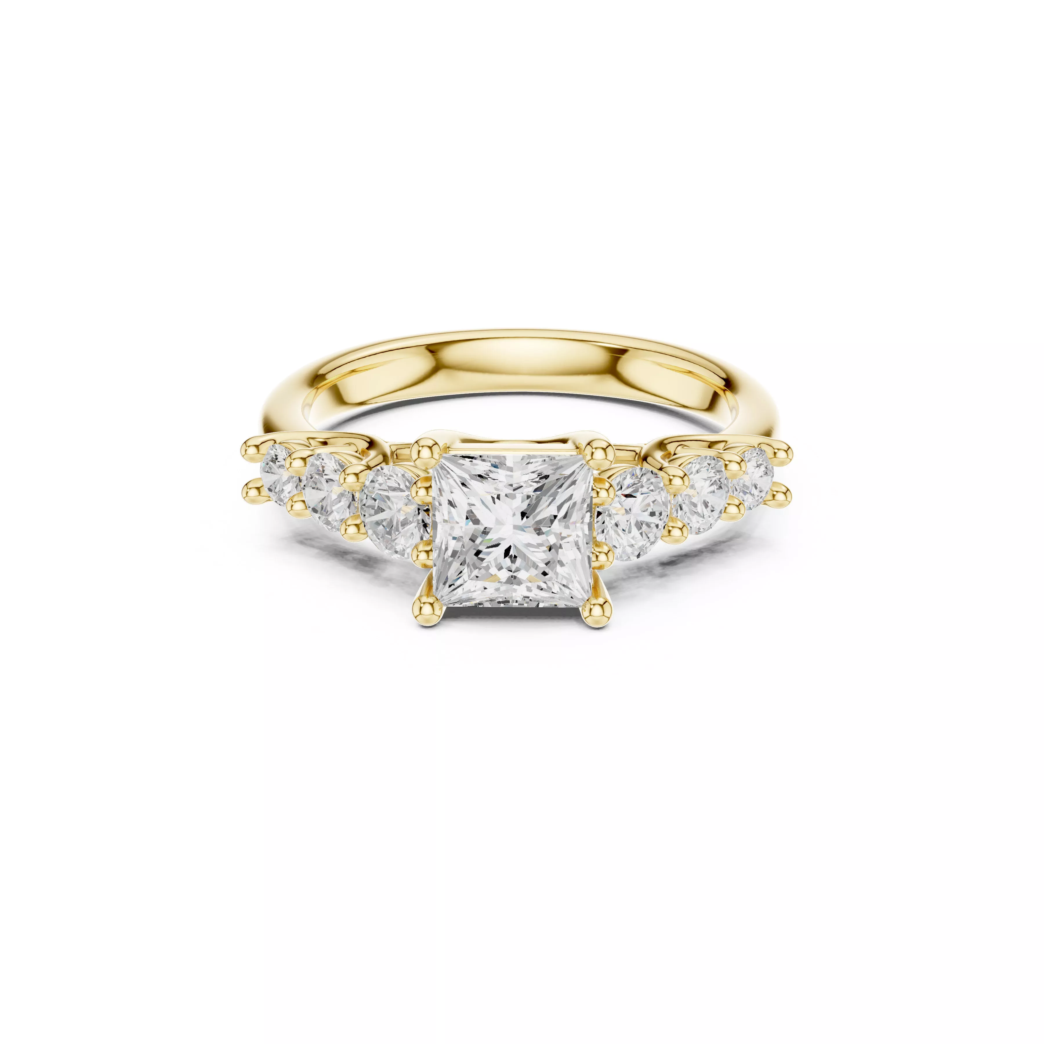 Jewelry Princess Cut Diamond Engagement Ring CAD 3D print model