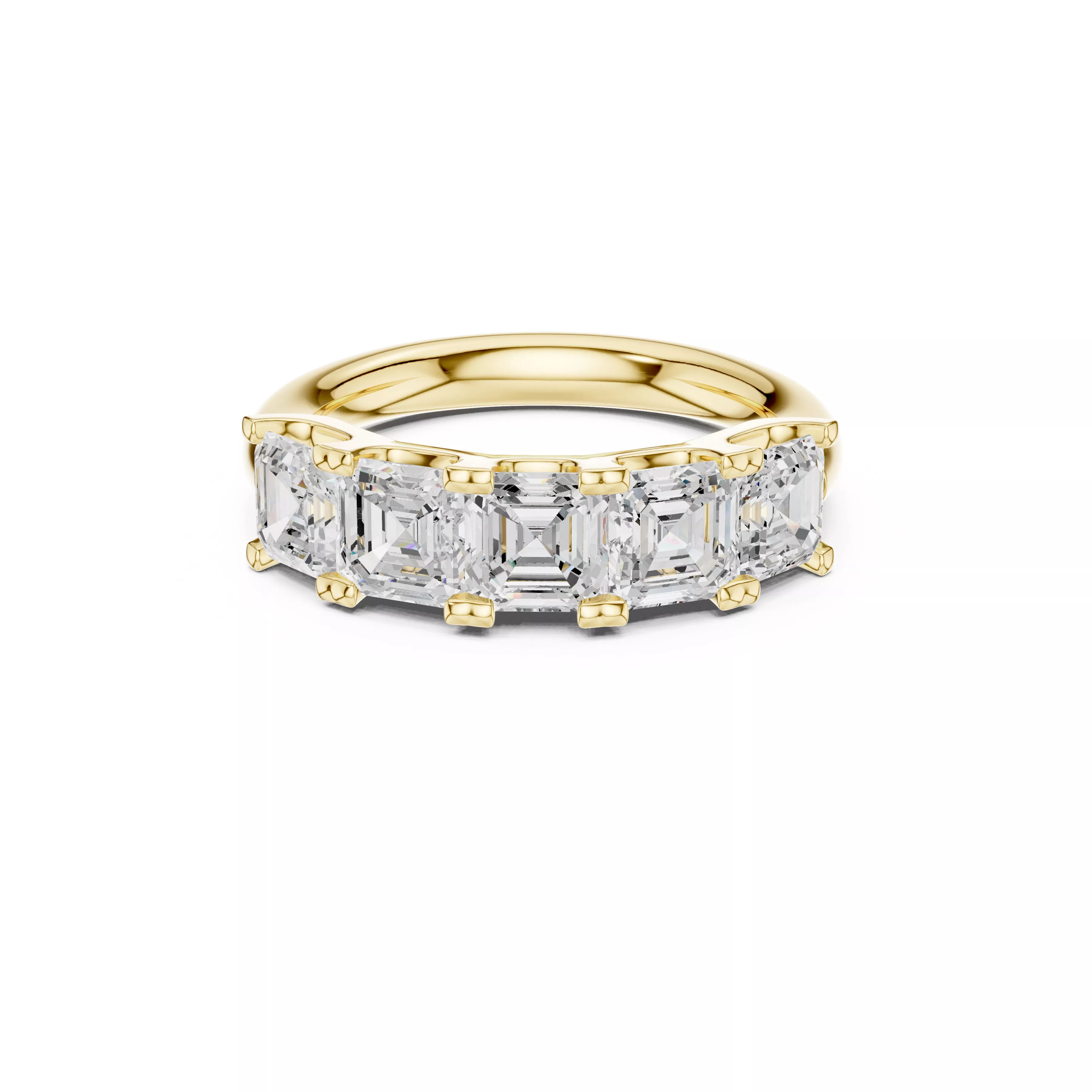 Jewelry Asscher Cut Five Stone Anniversary Ring CAD 3D print model