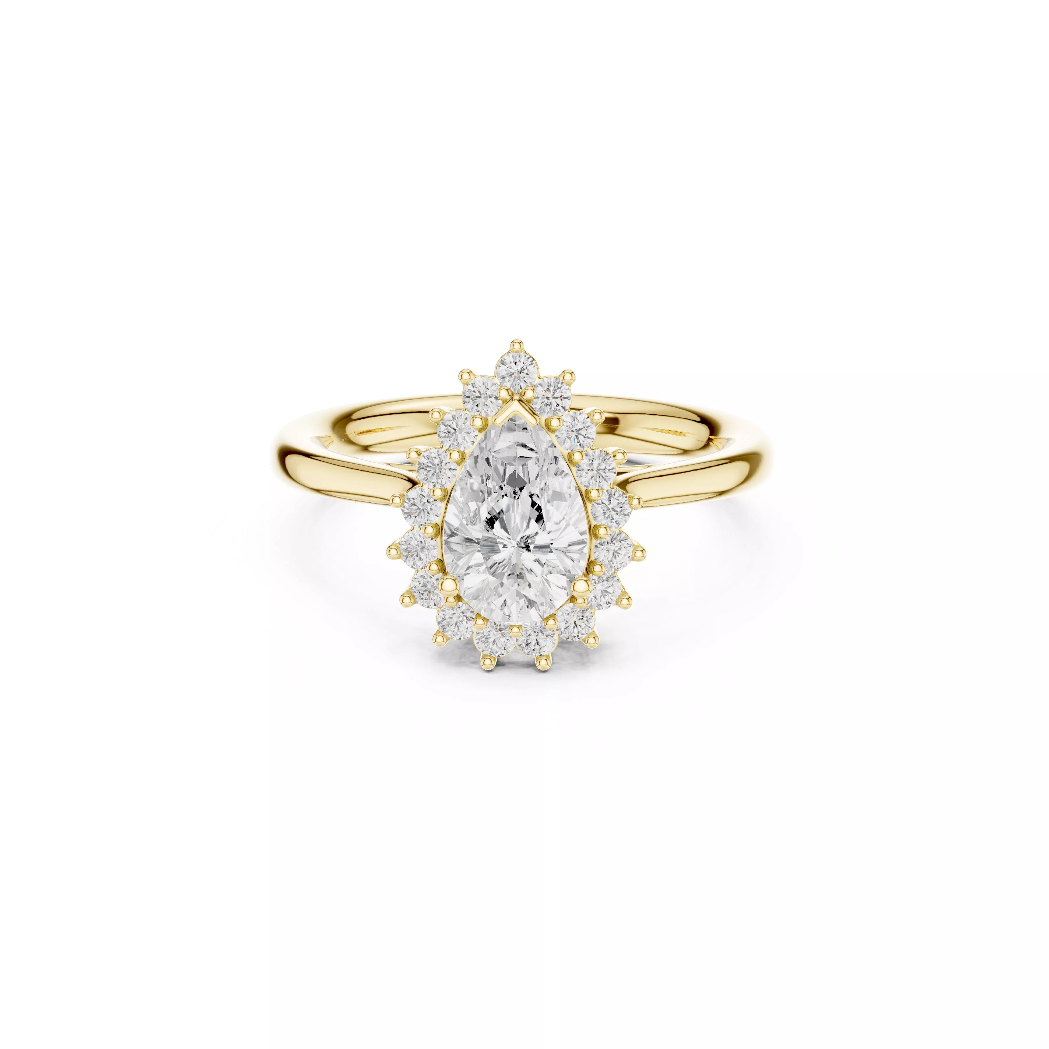Jewelry Pear Halo Diamond Engagement Ring CAD 3D print model