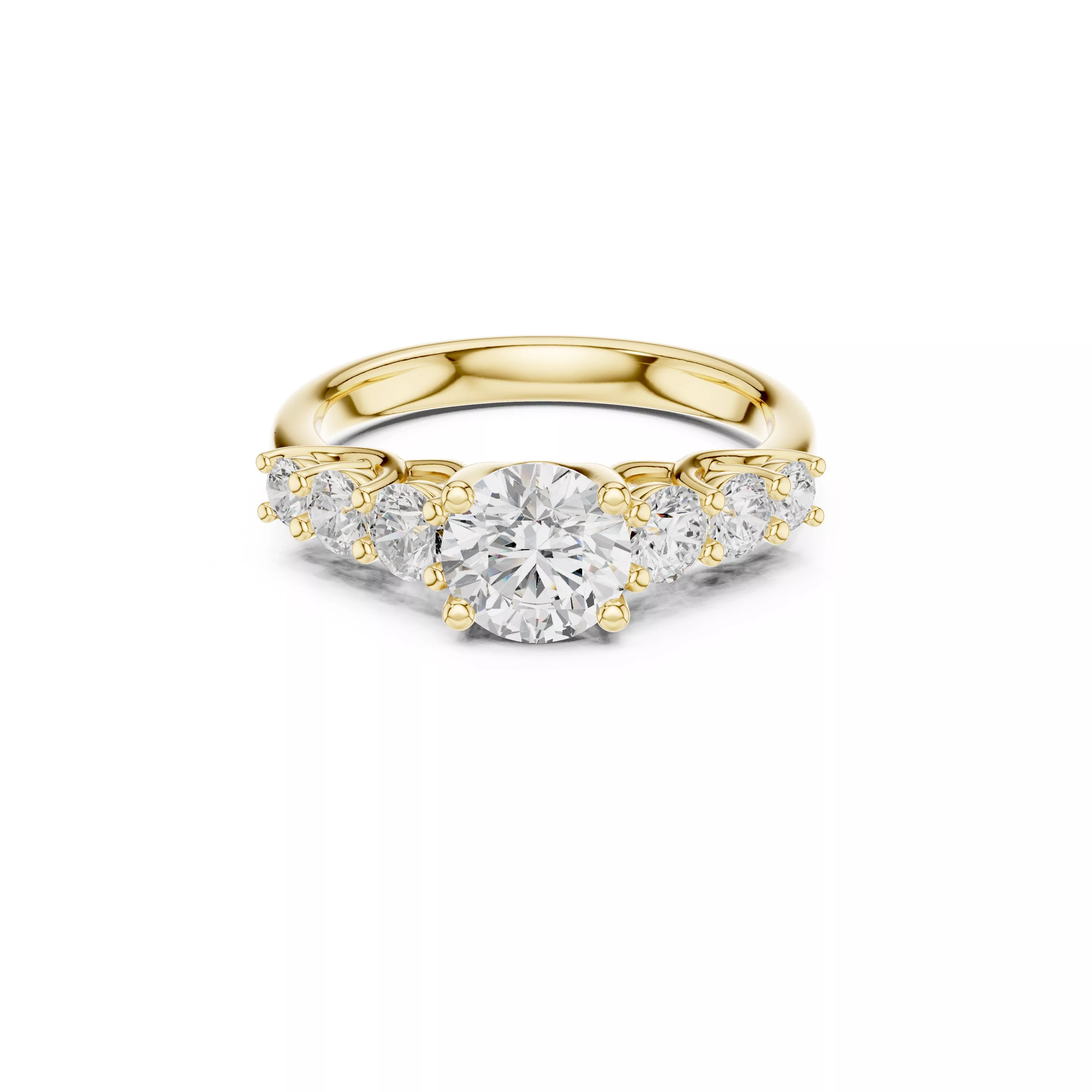 Round Diamond Seven Stone Engagement Ring CAD 3D print model