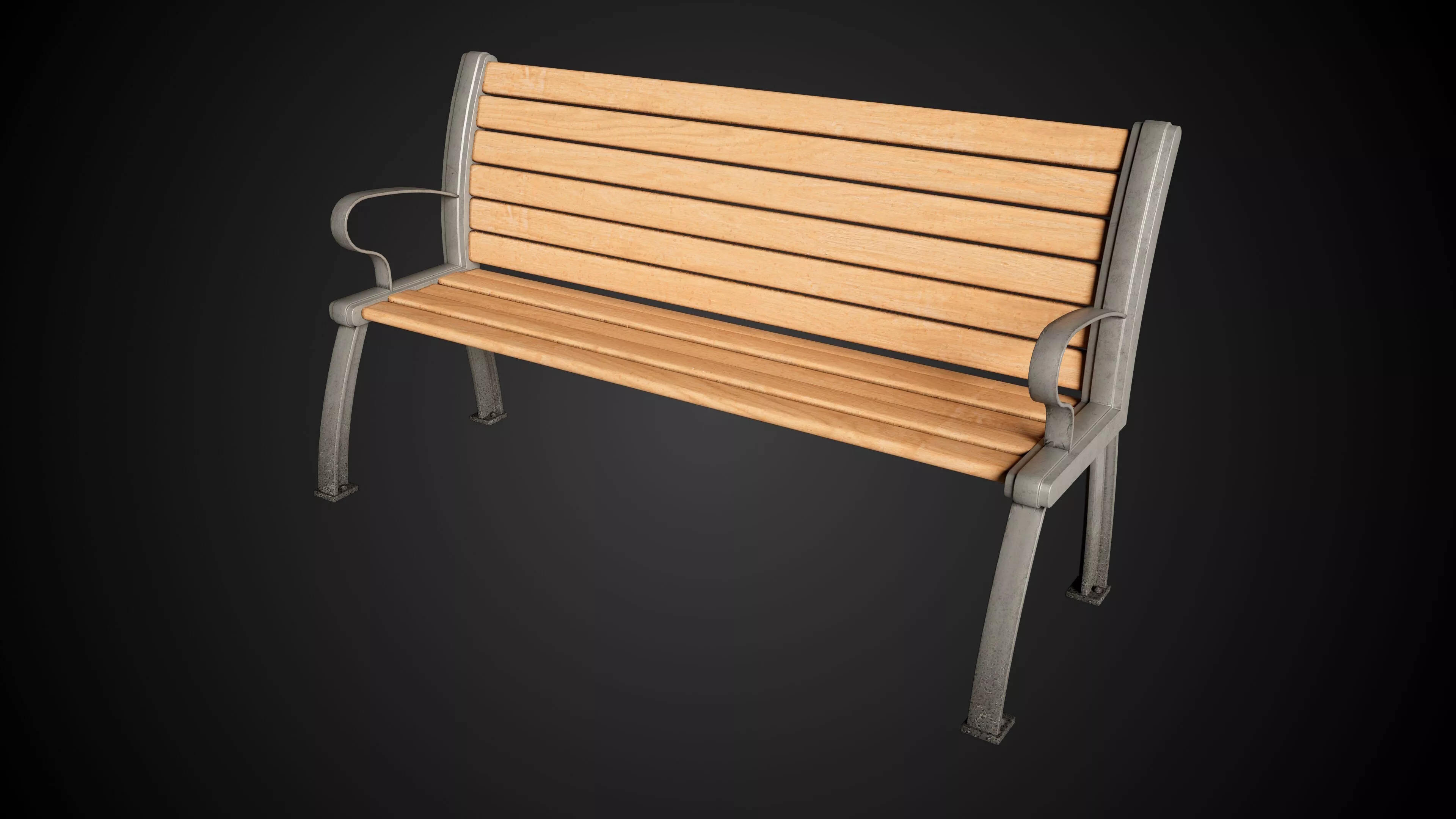 Park Bench Industrial Prop Low-poly 3D model