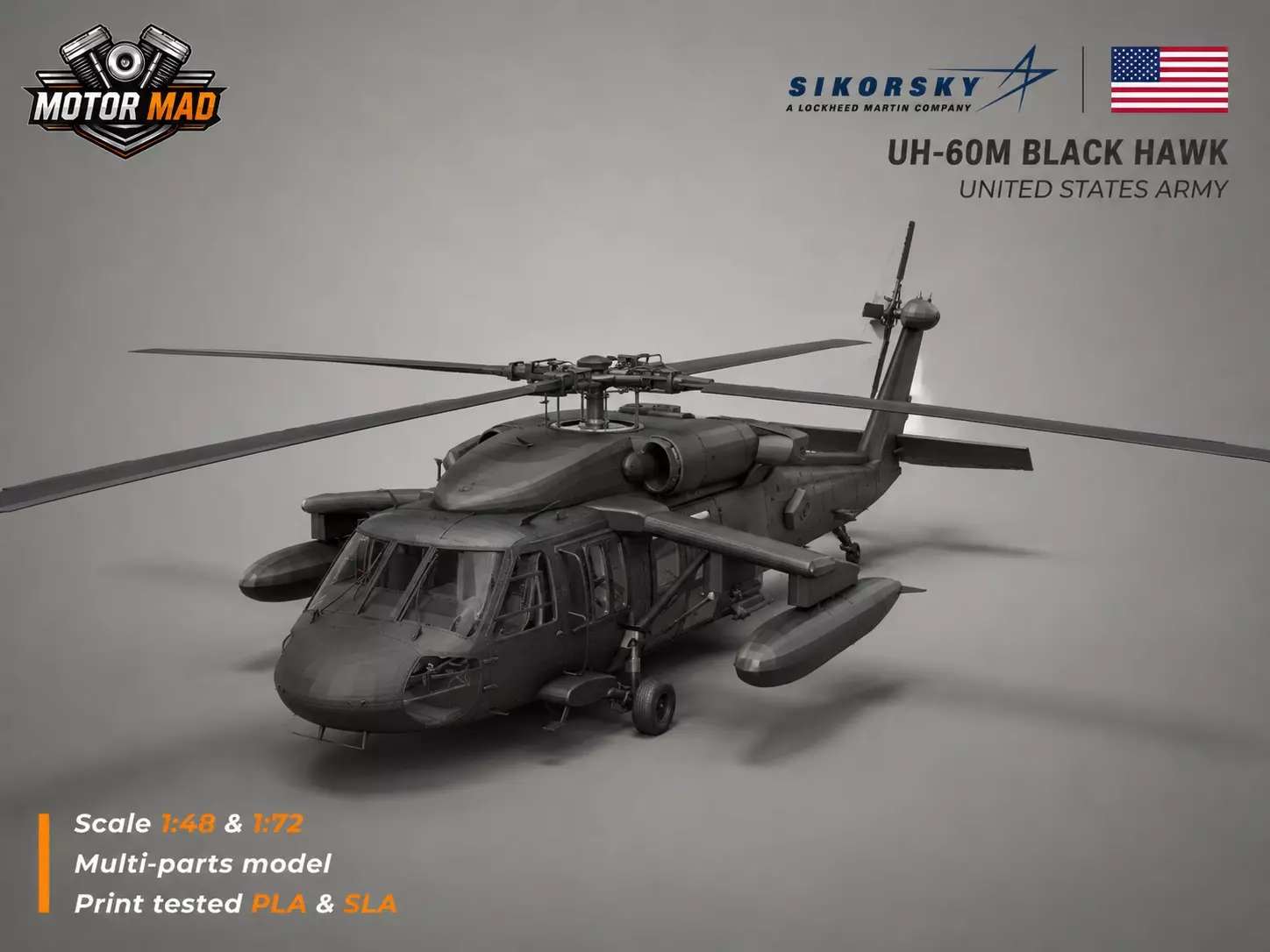Sikorsky UH-60M Black Hawk - Next-Gen Utility Helicopter 3D print model