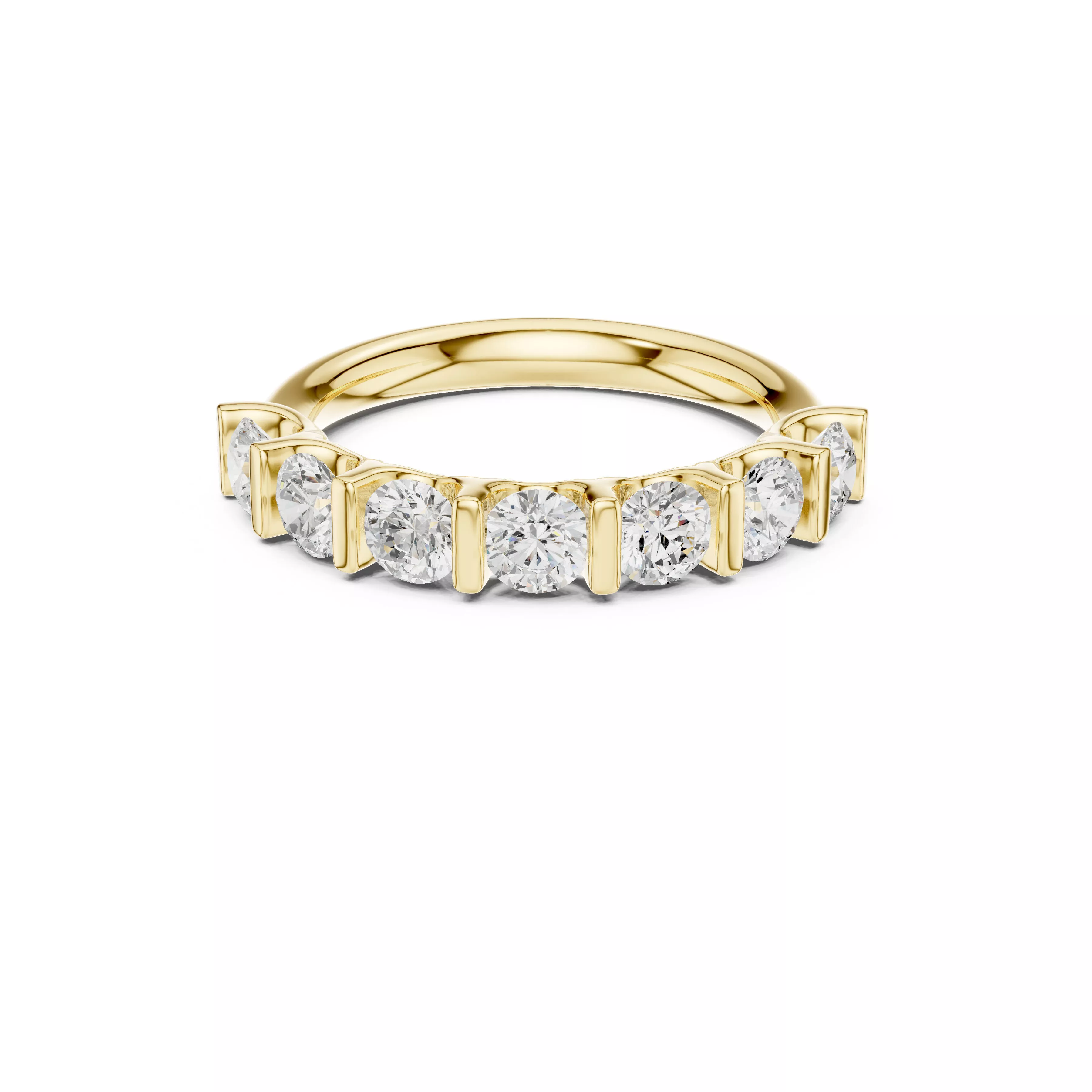 Shared Prong Diamond Wedding Band CAD 3D print model
