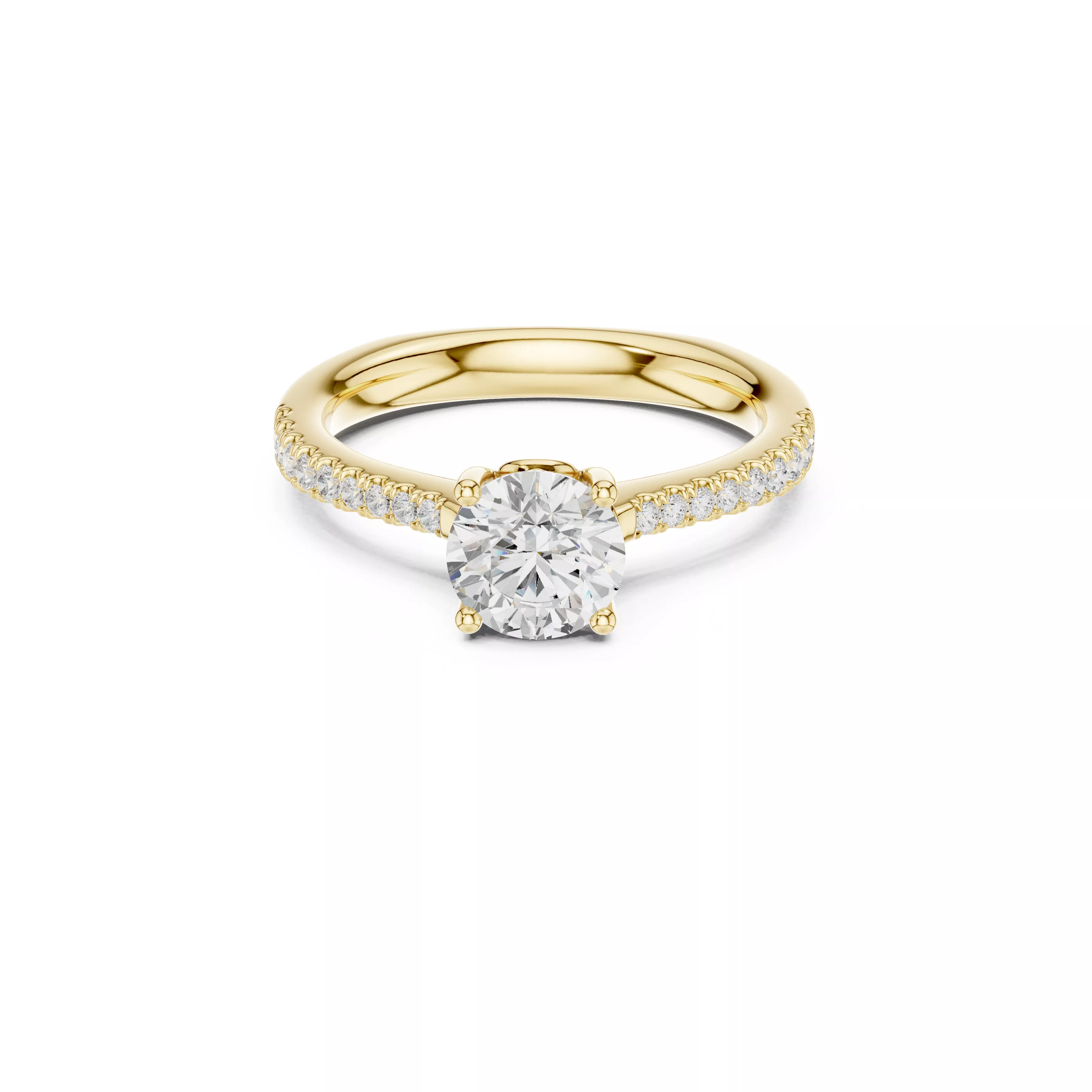 Pave Diamond Solitaire Engagement Ring 3D print model