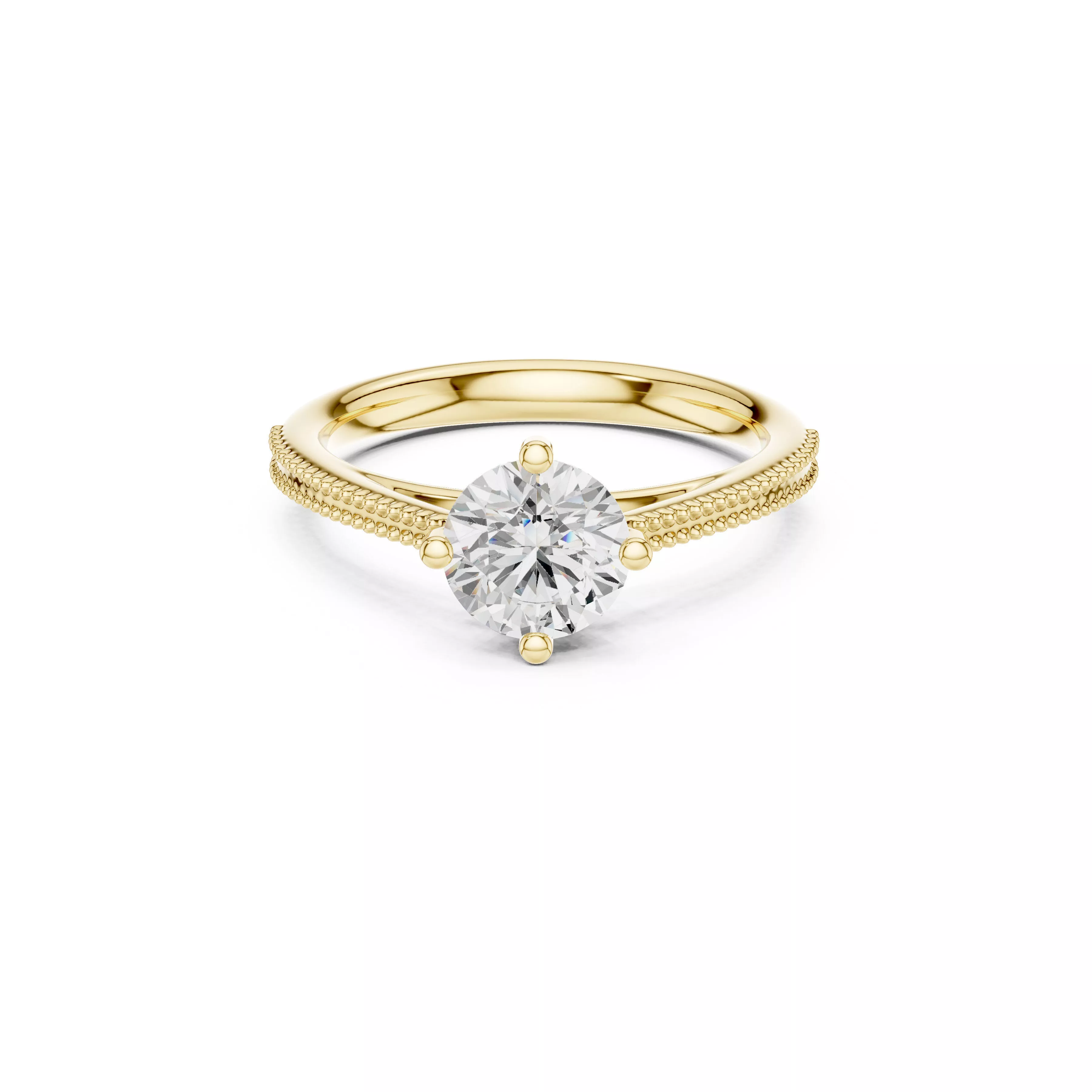 Milgrain Solitaire Round Diamond Engagement Ring 3D print model