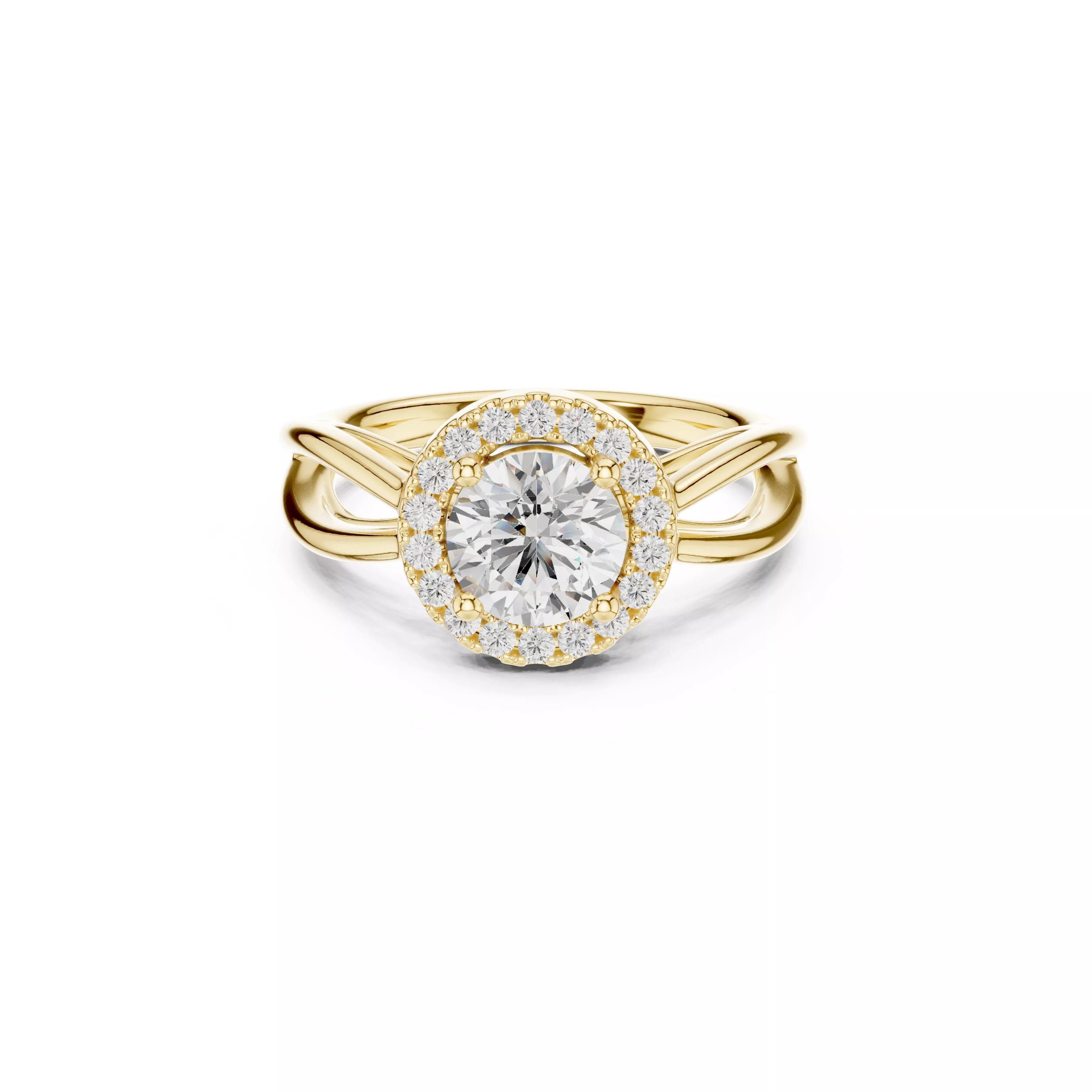 Diamond Halo Ring Infinity Twist Engagement Ring Shank Solitaire 3D print model