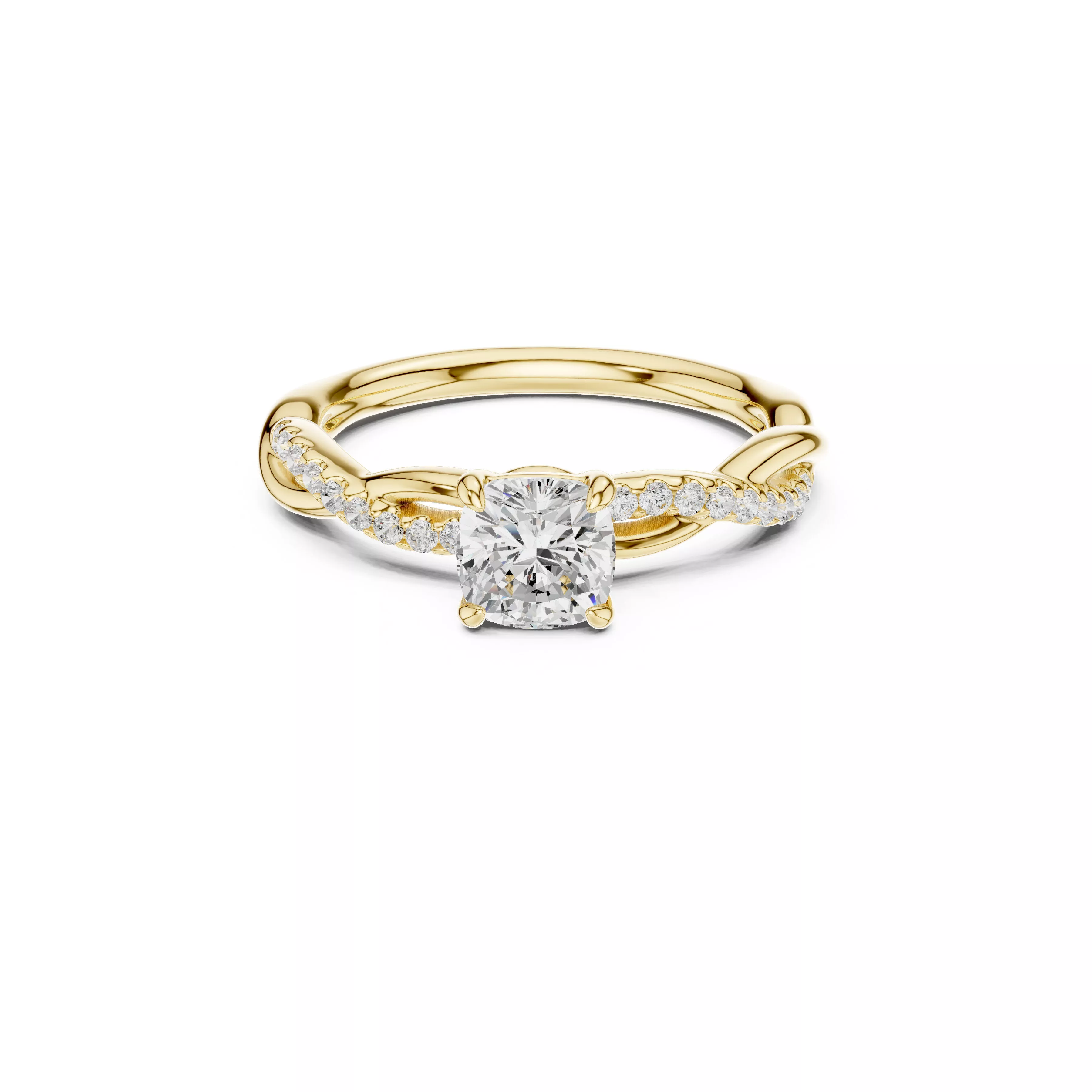Cushion Diamond Solitaire Ring Infinity Twist Engagement Ring 3D print model