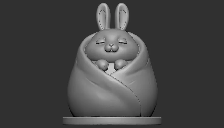 Chubby Sleeping Bunny Cute Rabbit Blanket 3D STL 3D print model