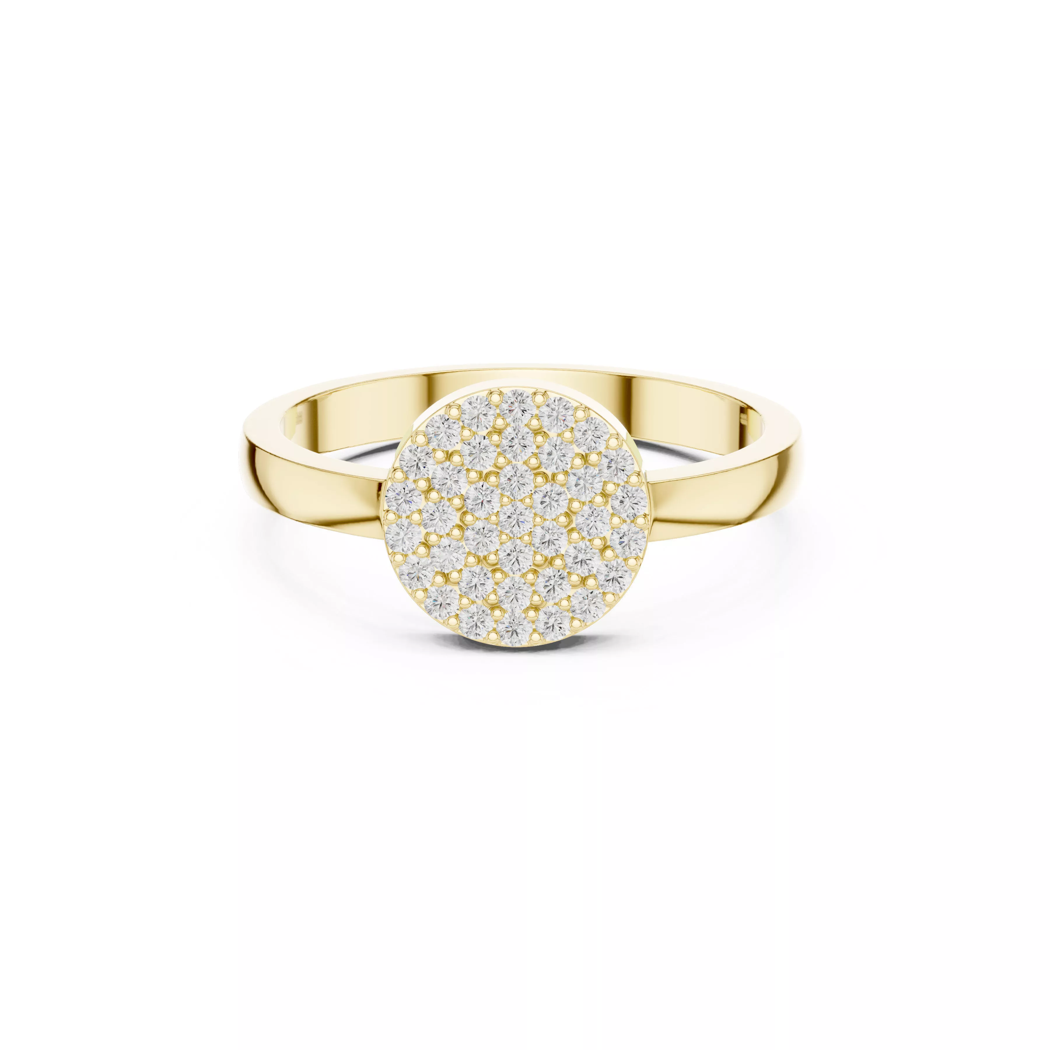 Round Diamond Cluster Ring Circular Pave Diamond Disc Ring 3D print model