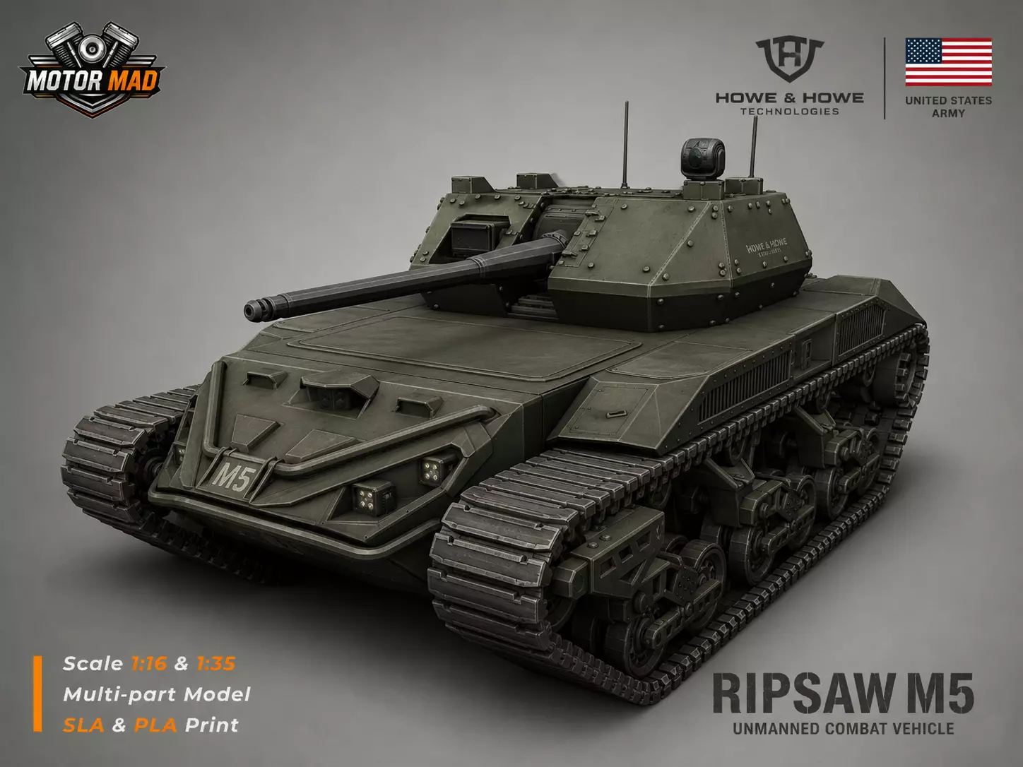 Ripsaw M5 Unmanned Ground Vehicle UGV 3D print model