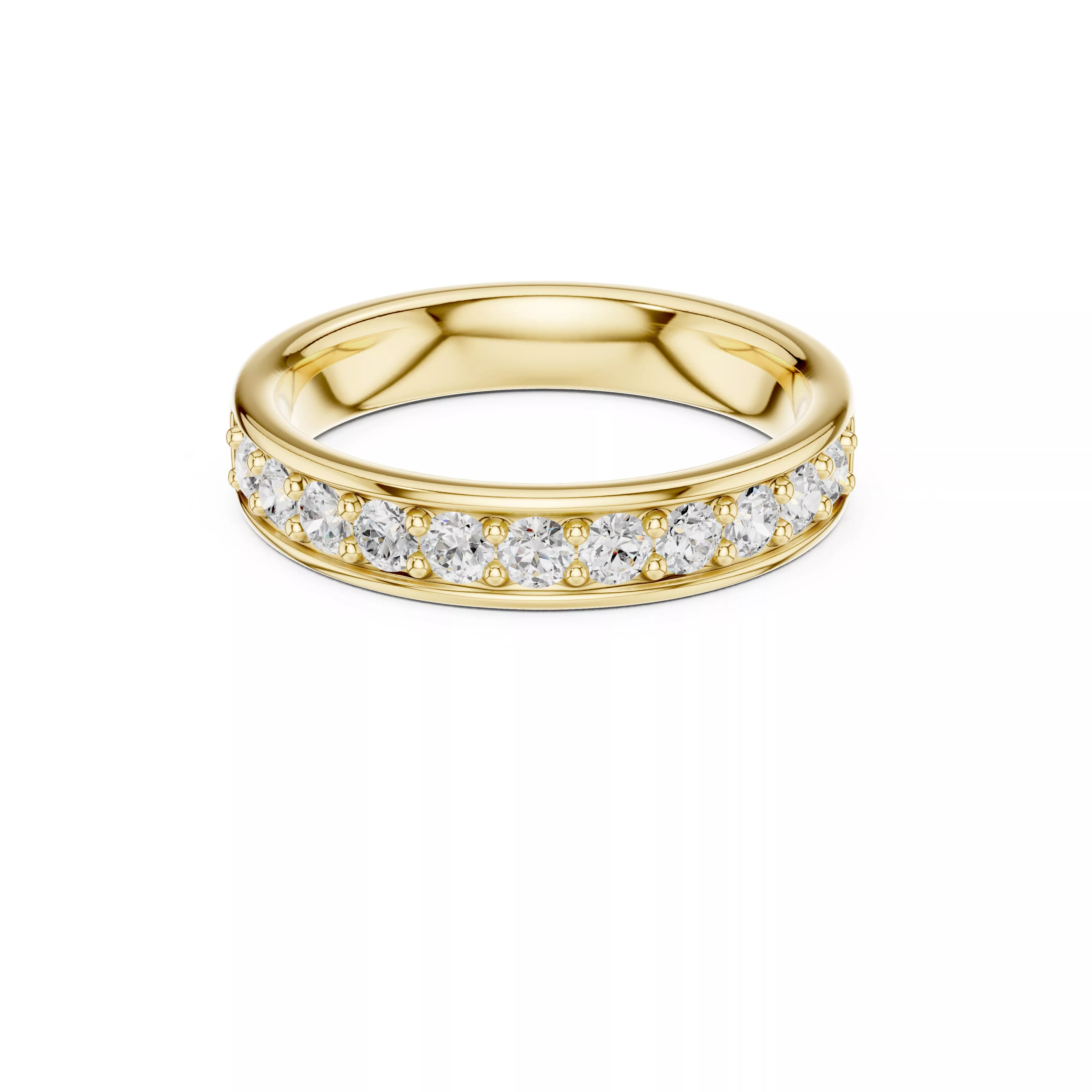 Channel Set Diamond Wedding Band Half Eternity Ring 3D print model