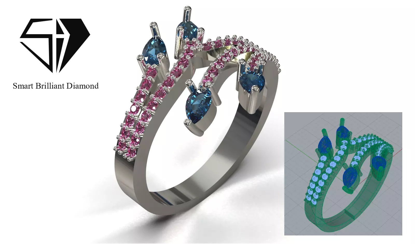 Luxury jewelry Ring Ready to Cast CAD Model jr00402 3D print model