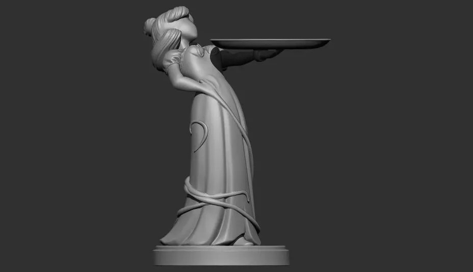 Elegant Princess holding Serving Tray Statue 3D STL 3D print model