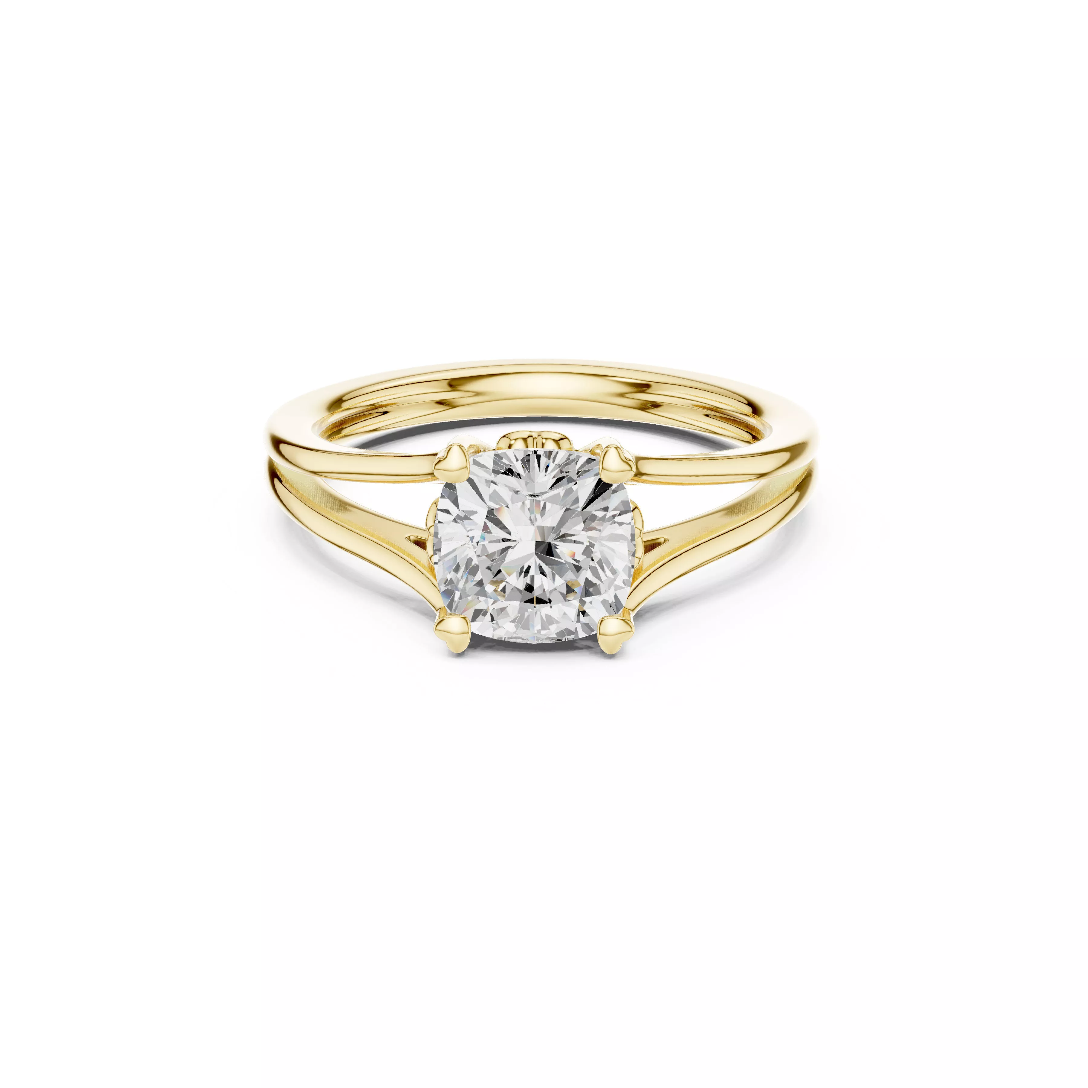 Cushion Cut Diamond Split Shank Engagement Ring Modern Solitaire 3D print model