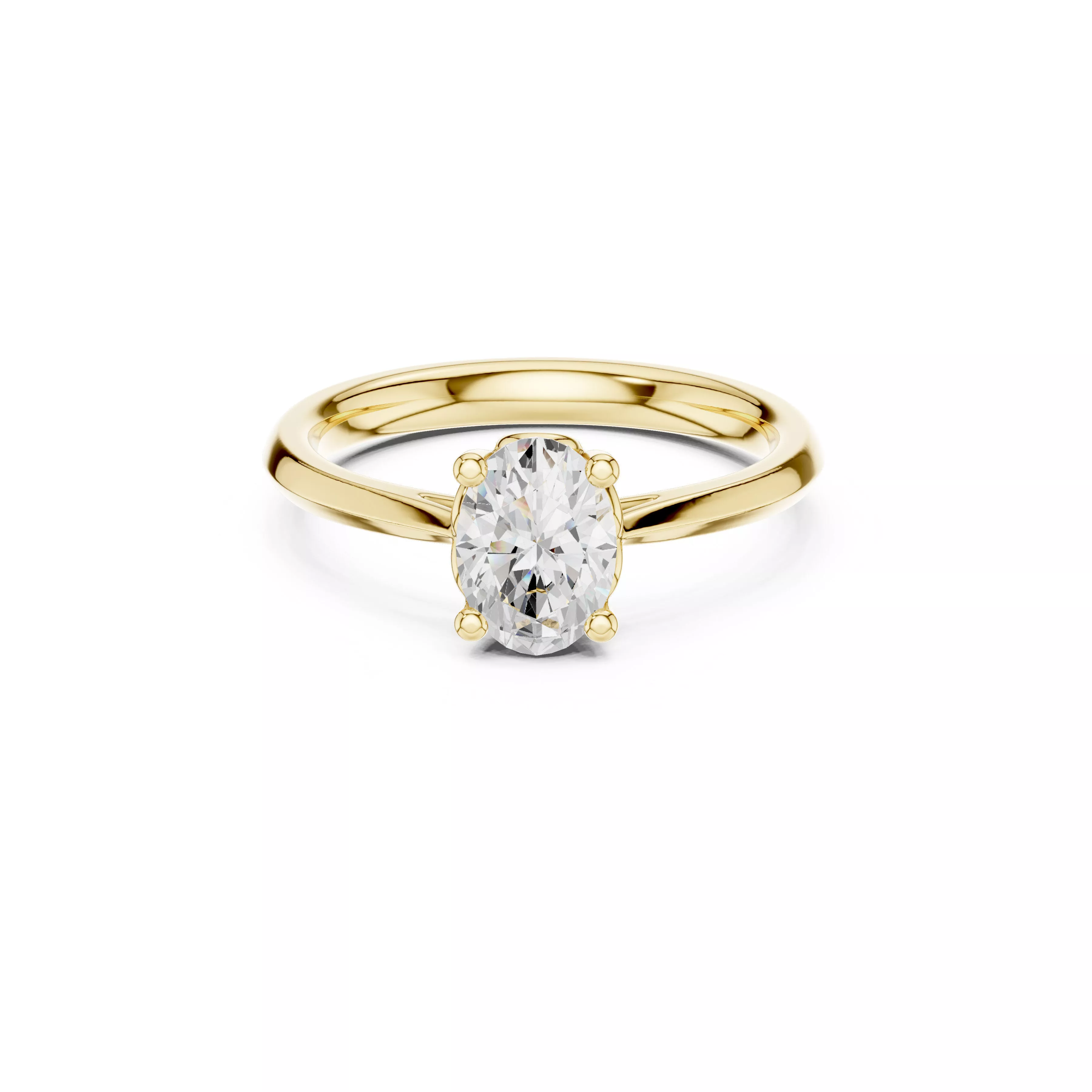 Oval Diamond Solitaire Engagement Ring Classic Four Prong Bridal 3D print model