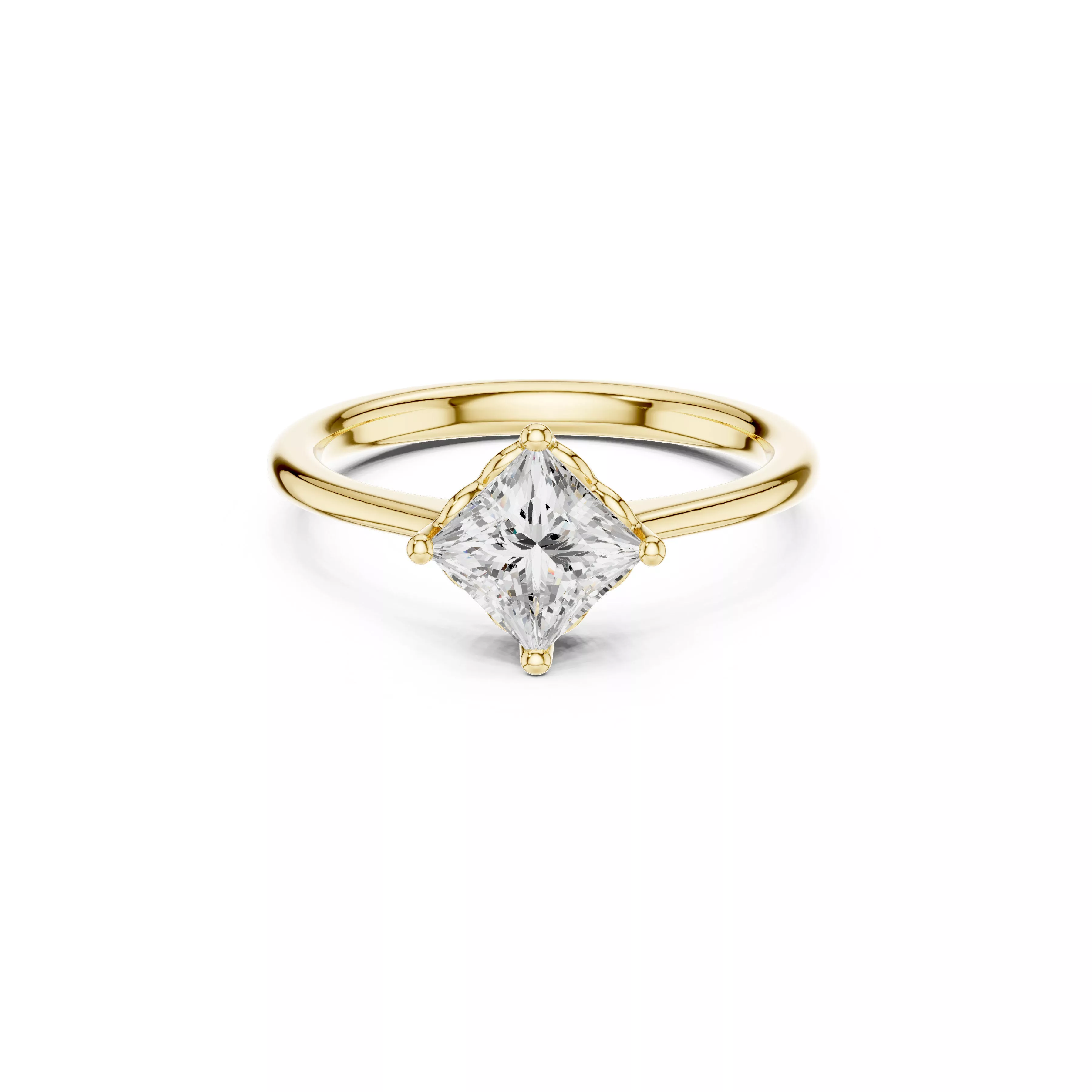 Princess Cut Solitaire Engagement Ring Four Prong Diamond Ring 3D print model