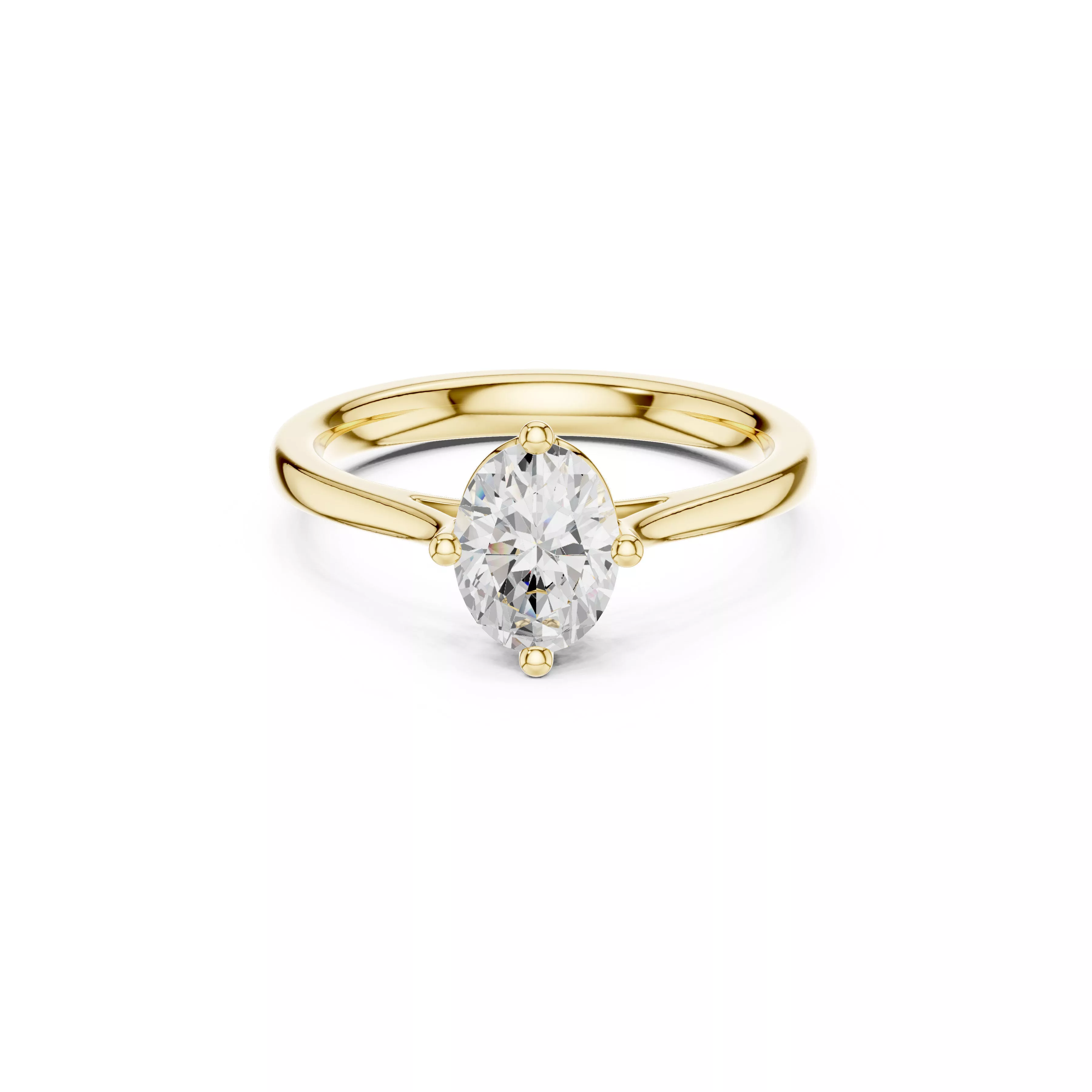 Oval Cut Solitaire Engagement Ring Minimalist Cathedral Diamond 3D print model