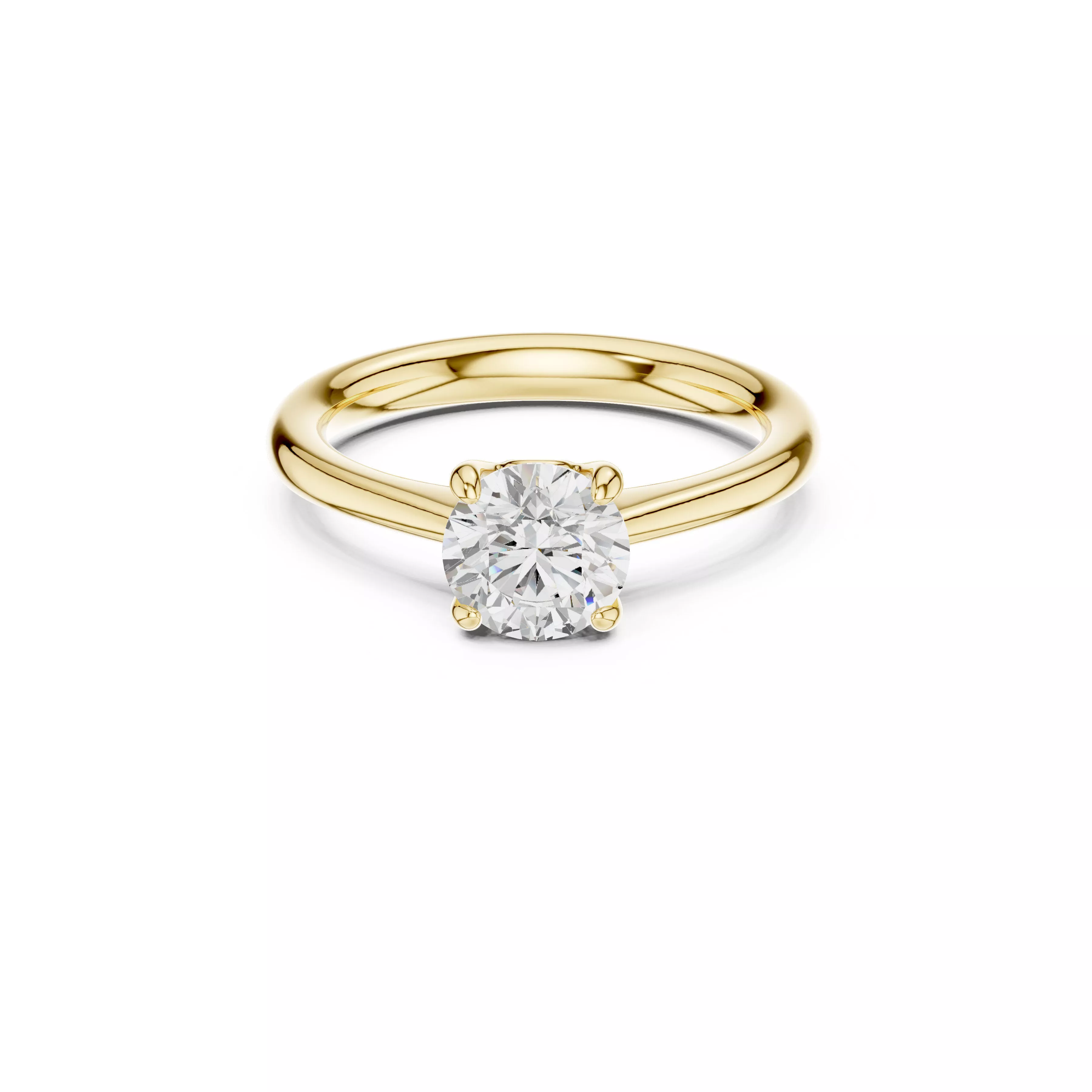 Round Solitaire Engagement Ring Classic Diamond Bridal Ring 3D print model