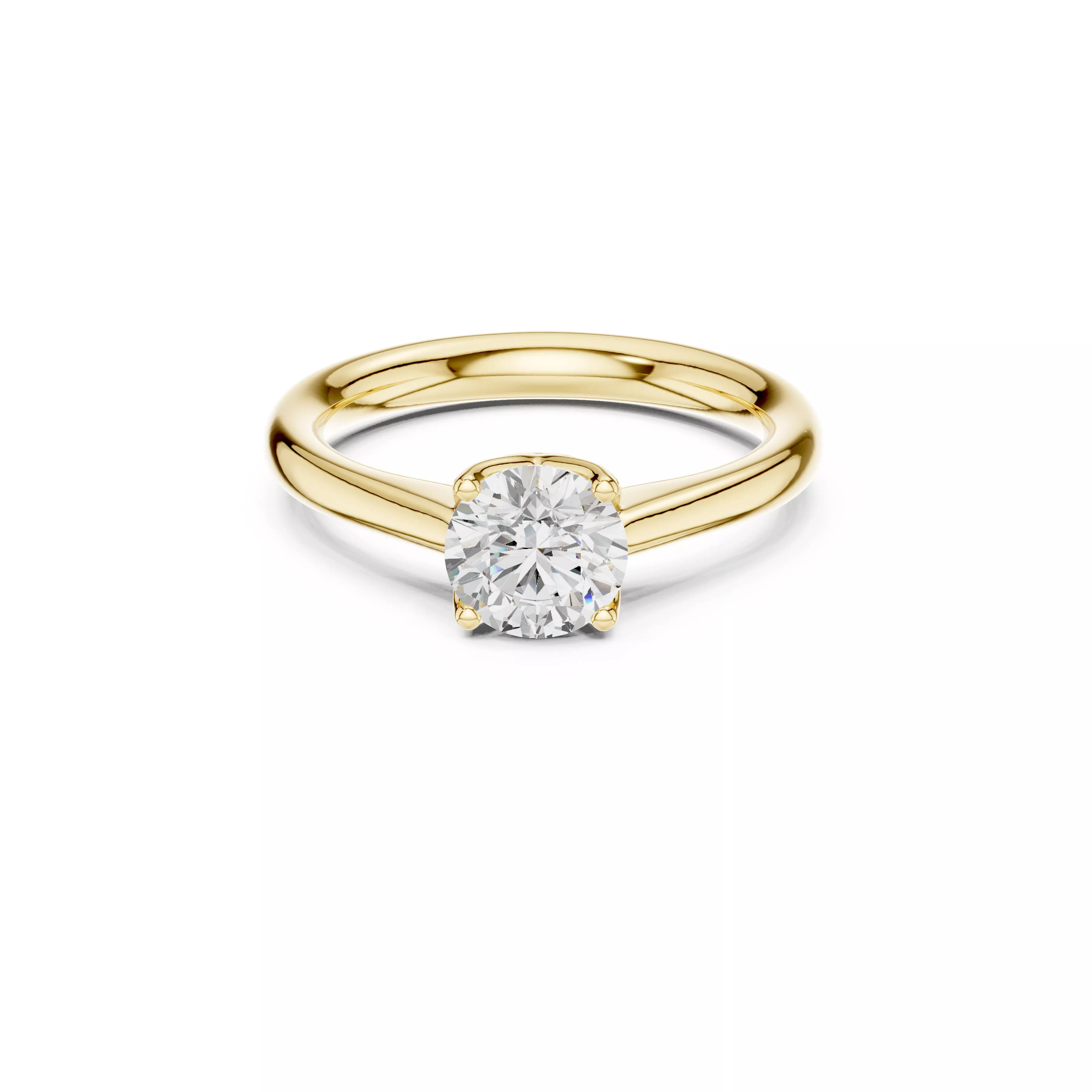 Round Solitaire Engagement Ring Classic Four Prong Diamond Ring 3D print model