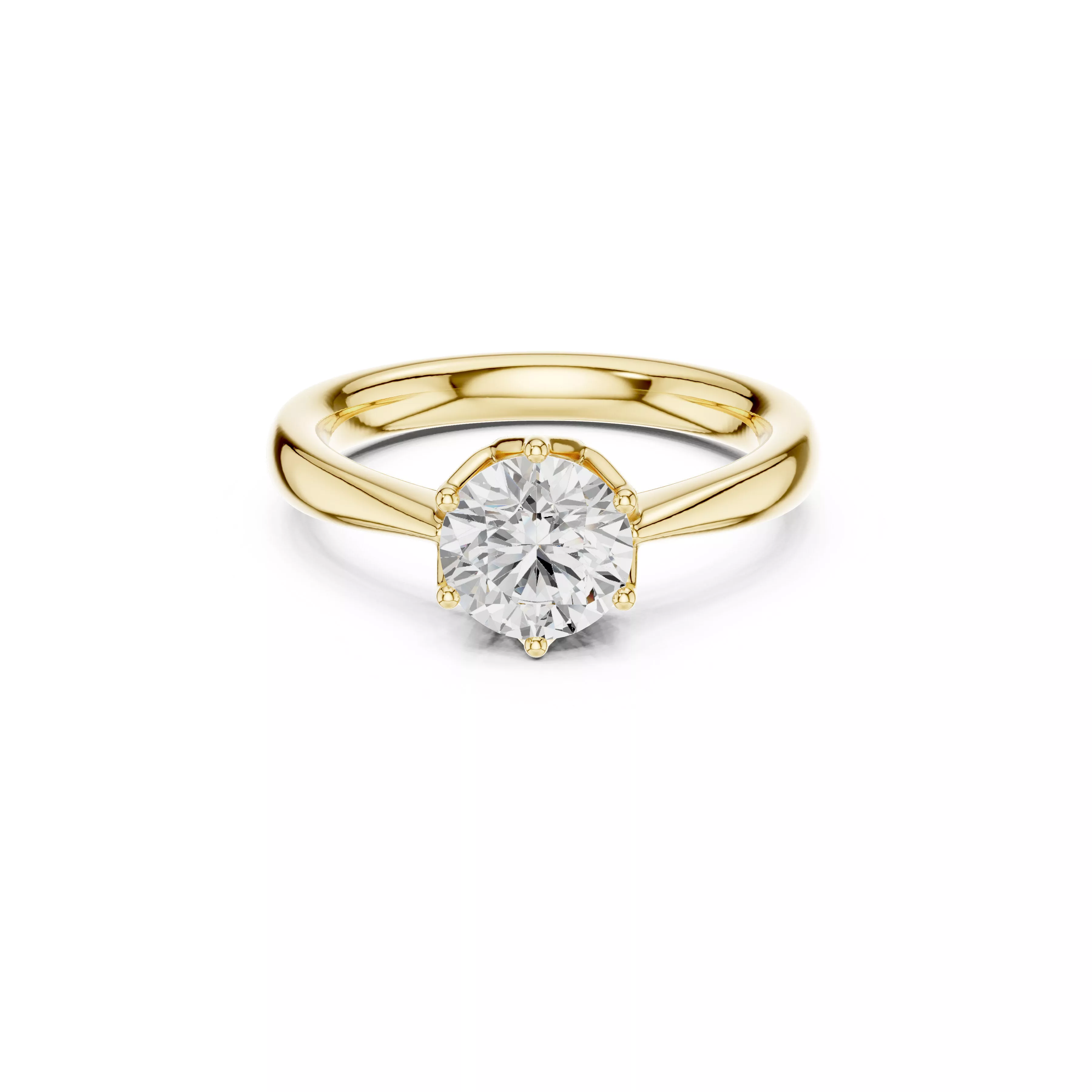 Diamond Solitaire Engagement Ring Classic Six Prong Bridal Ring 3D print model