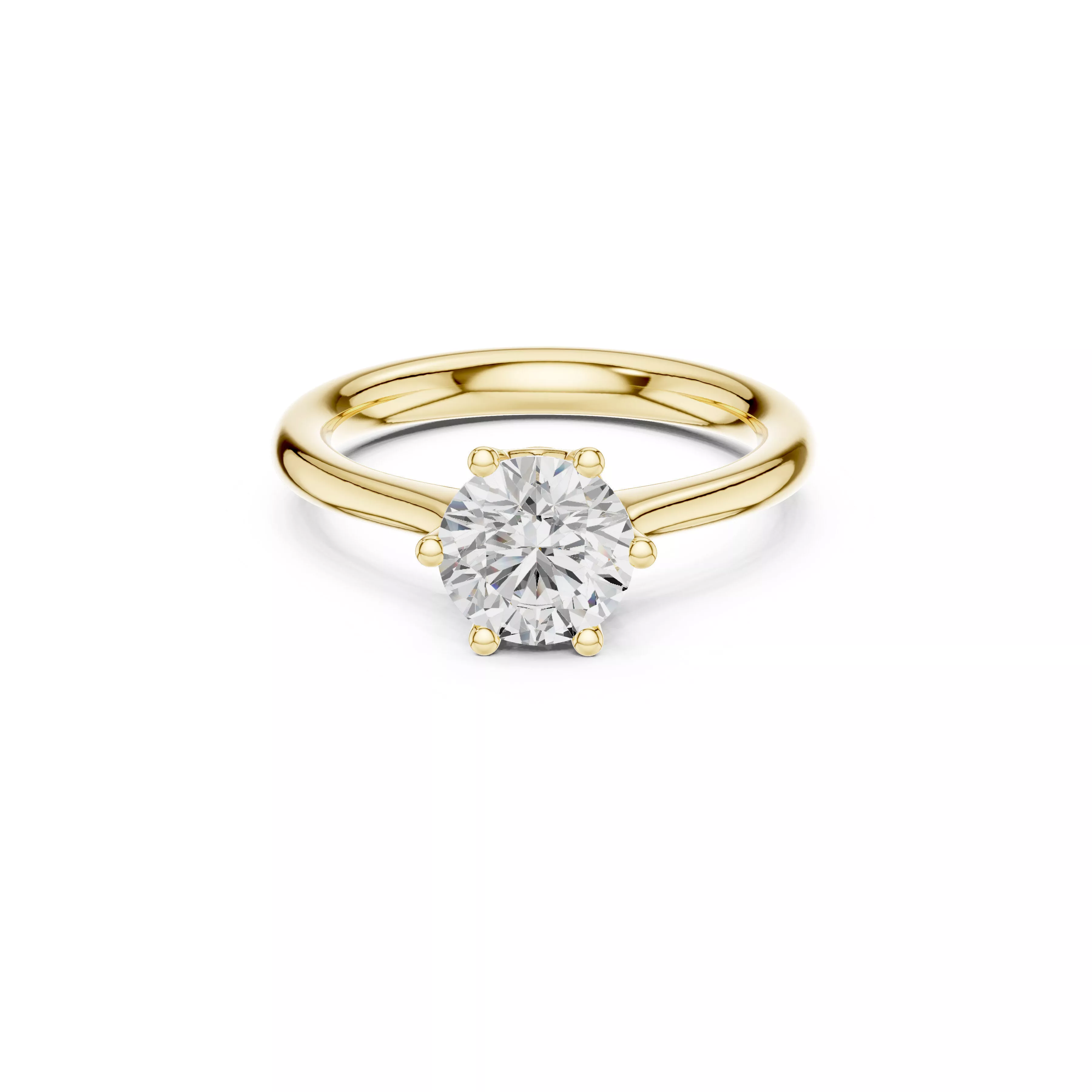 Classic Six Prong Round Diamond Solitaire Engagement Ring 3D print model