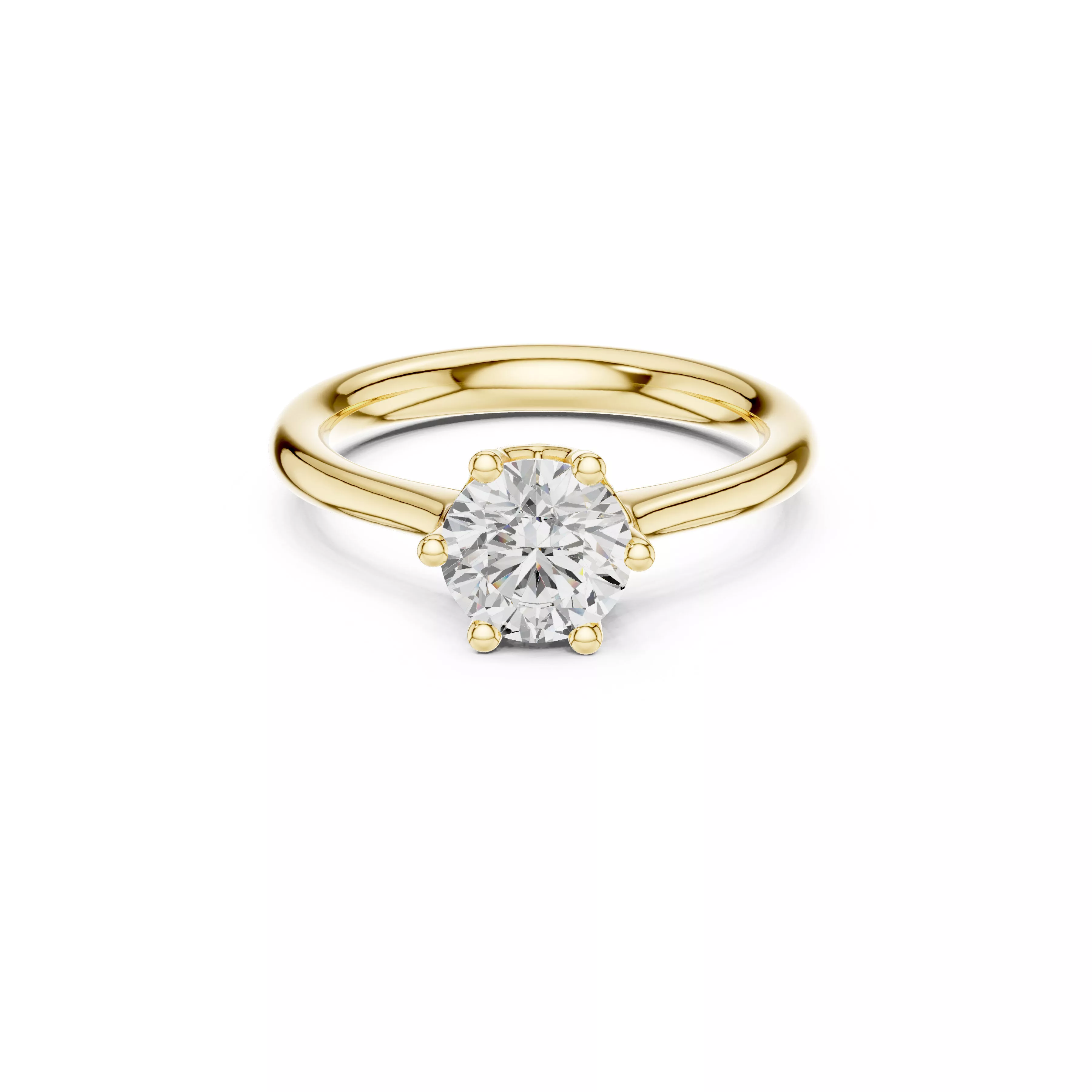 Classic Six Prong Round Solitaire Engagement Ring 3D print model