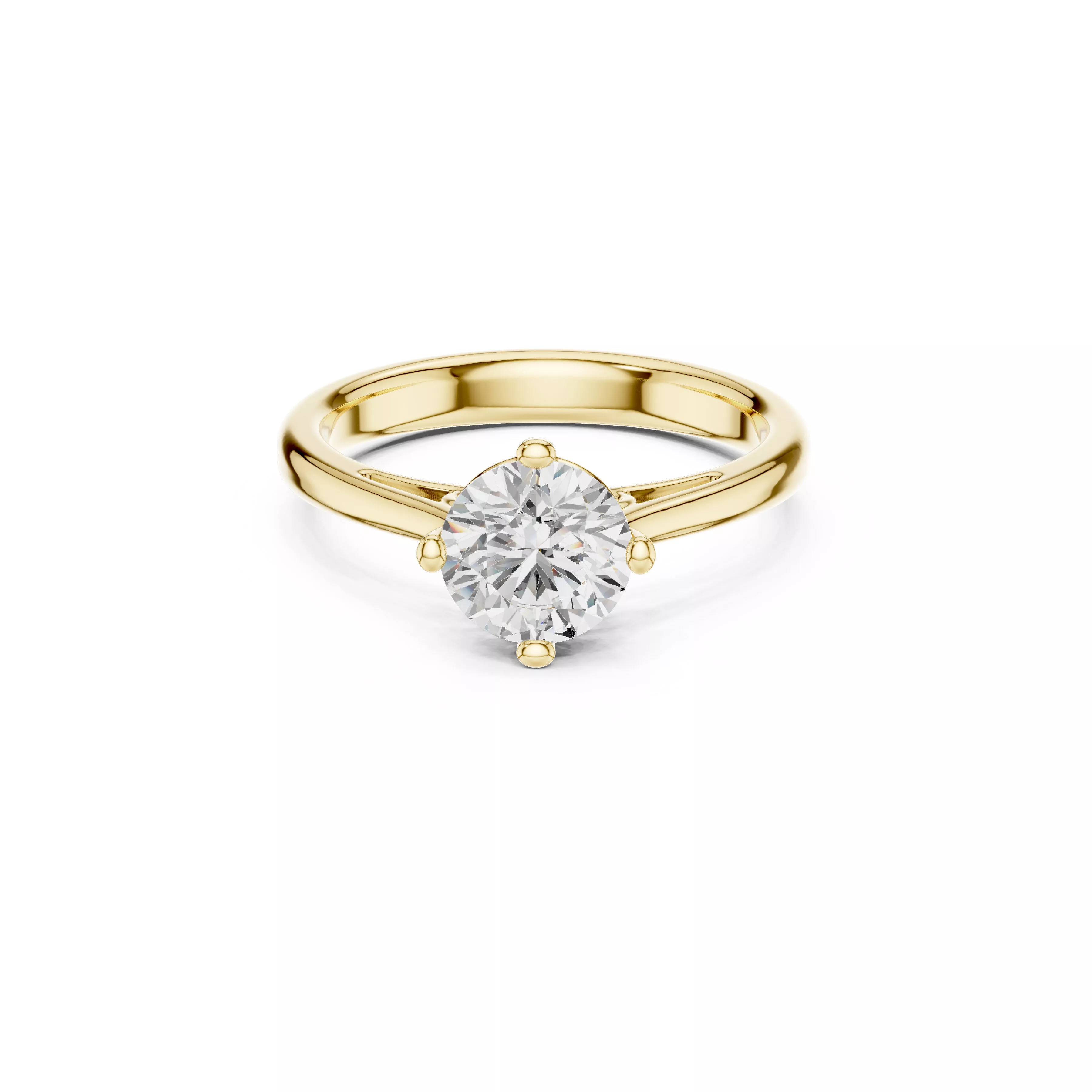 Diamond Solitaire Engagement Ring 4 Prong Cathedral Ring CAD 3D print model