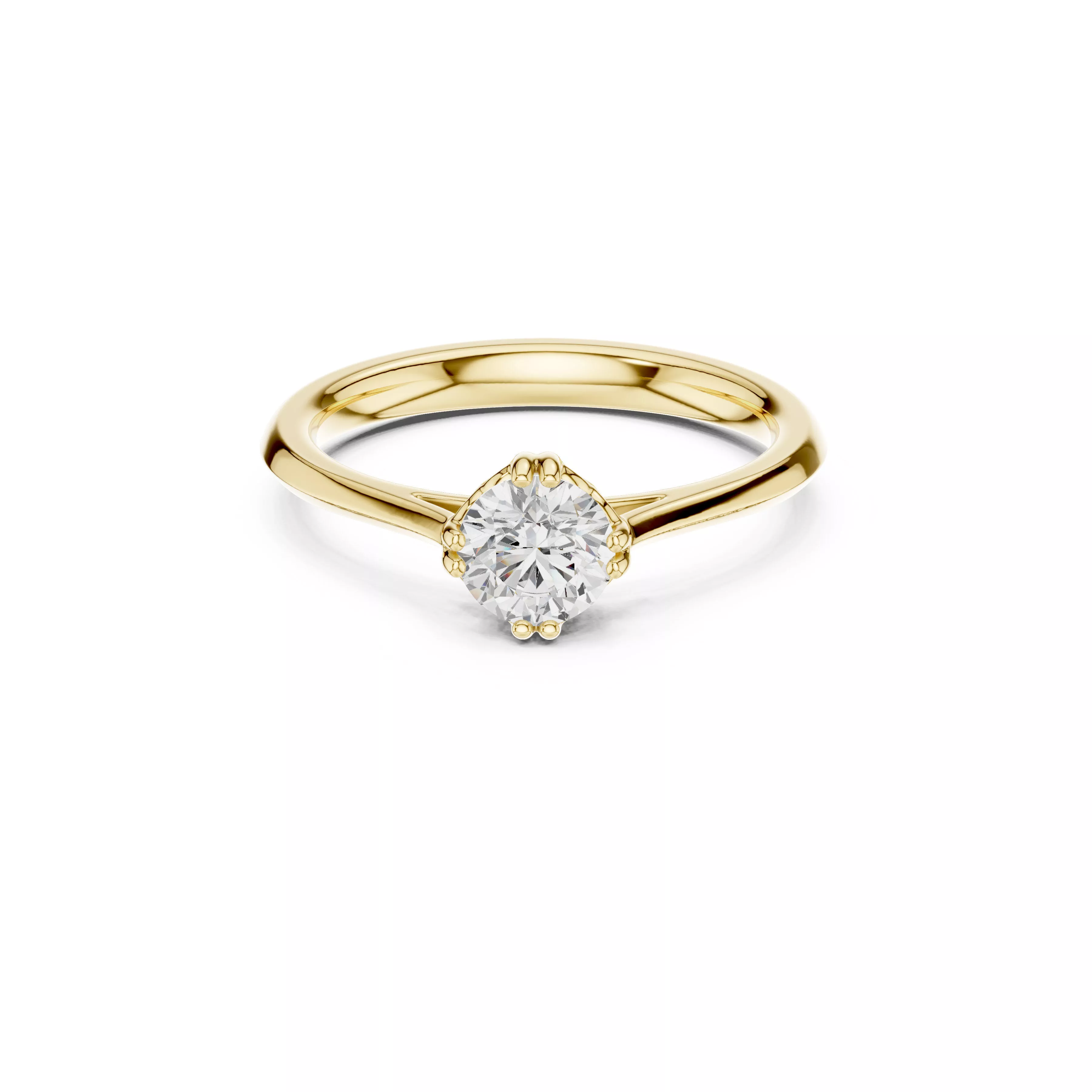 Brilliant Diamond Solitaire Engagement Six Prong Cathedral Ring 3D print model