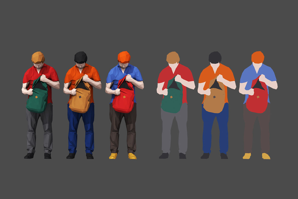 Colored Lowpoly People Low-poly 3D model_1