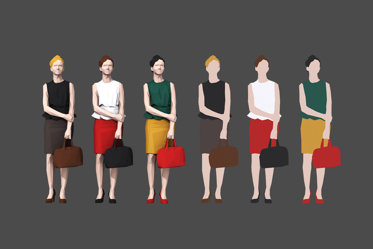 Colored Lowpoly People Low-poly 3D model_2