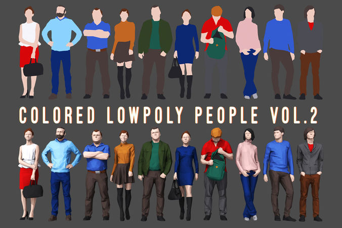 Colored Lowpoly People Low-poly 3D model
