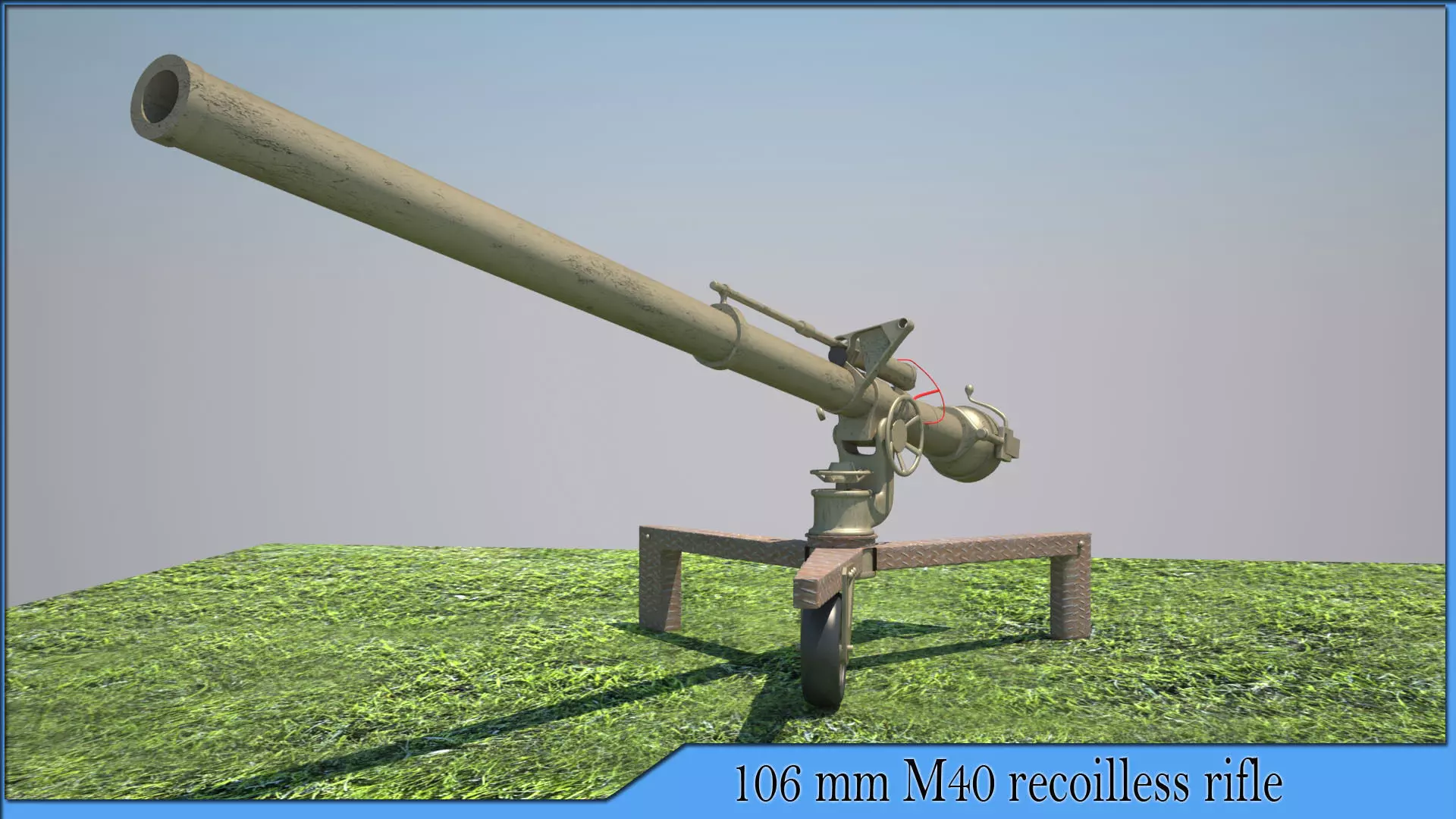 106mm M40 recoilless rifle Low-poly 3D model_0
