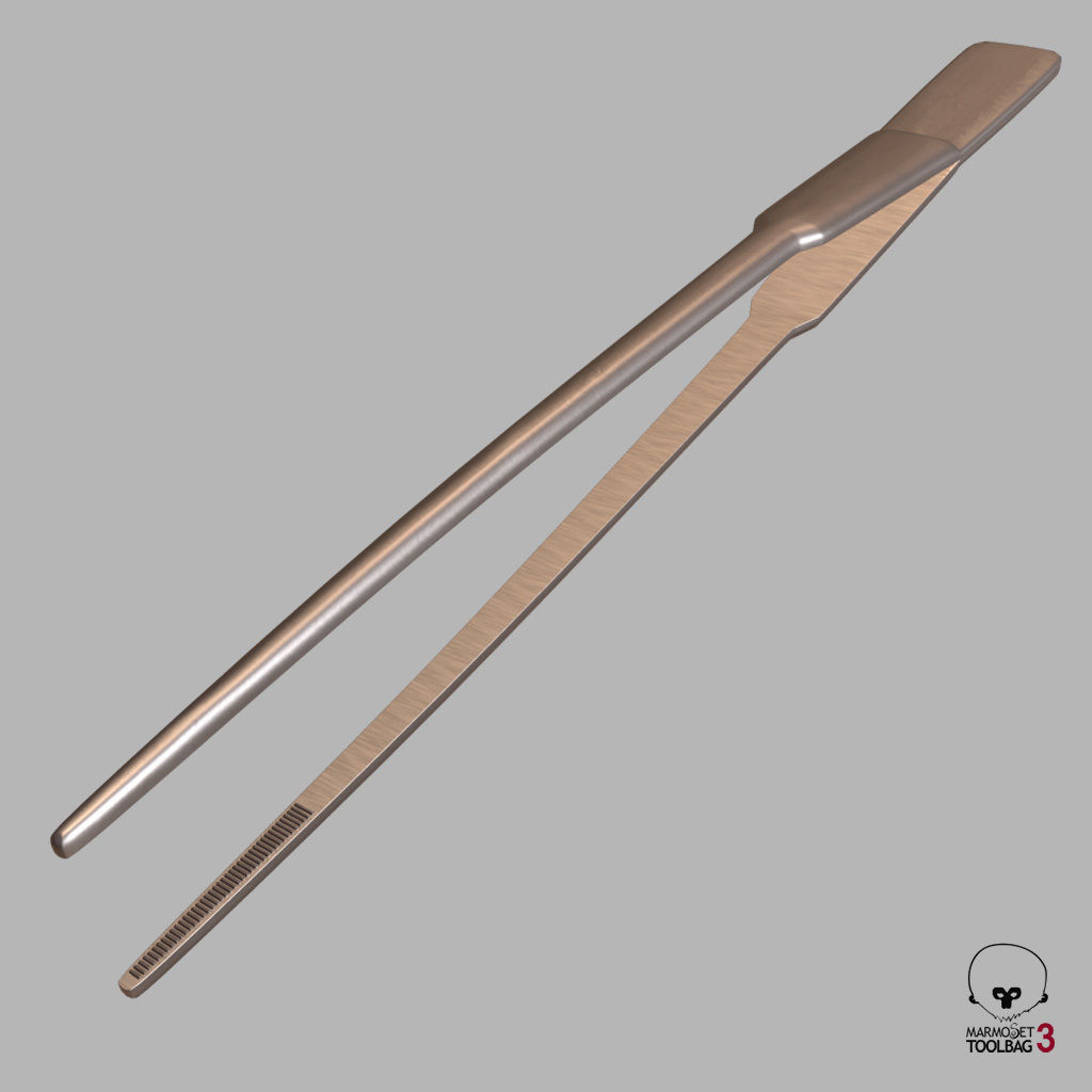 Tweezers pair of stainless steel tongs Low-poly 3D model_1
