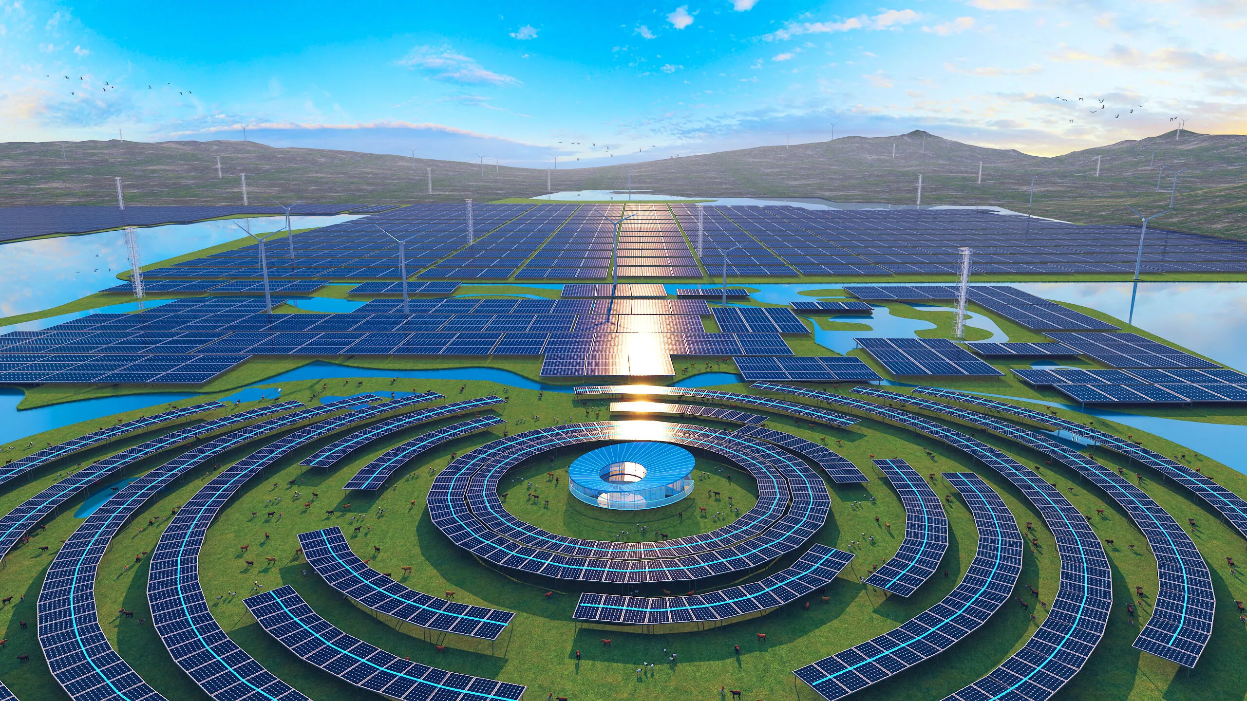 Integrated Solar Photovoltaic Wind Power Station 3D model