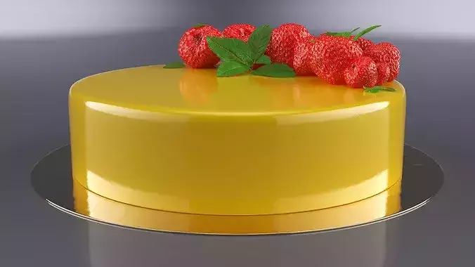 Berry Fruit Cake with Mirror Coating 3D model 3