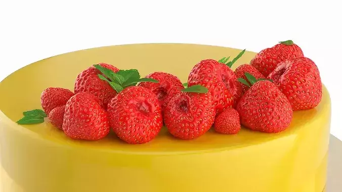 Berry Fruit Cake with Mirror Coating 3D model 5