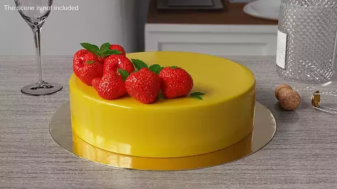 Berry Fruit Cake with Mirror Coating 3D model 2